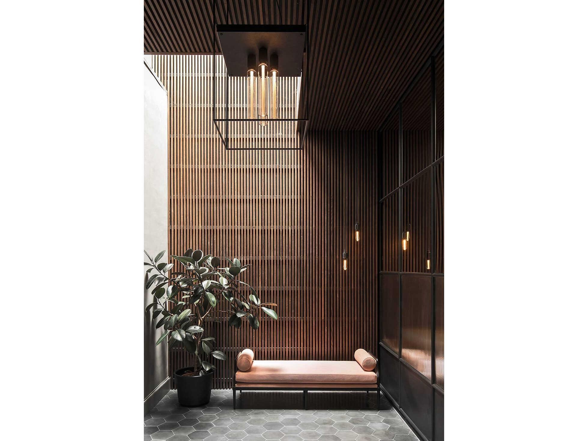 Buster + Punch Caged 4-Light Black Marble Flush Mount