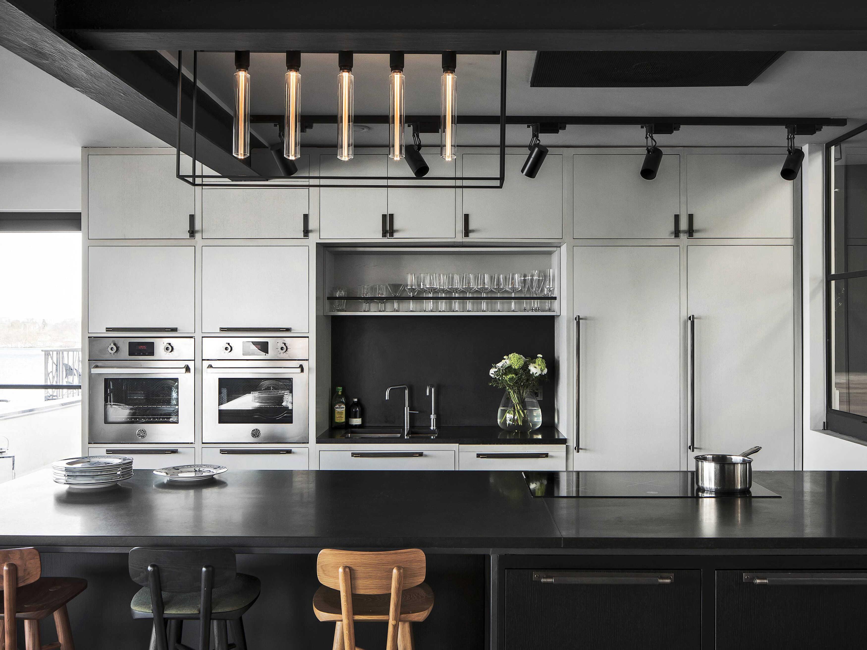 Buster + Punch Caged 5-Light Black Marble Island Pendant