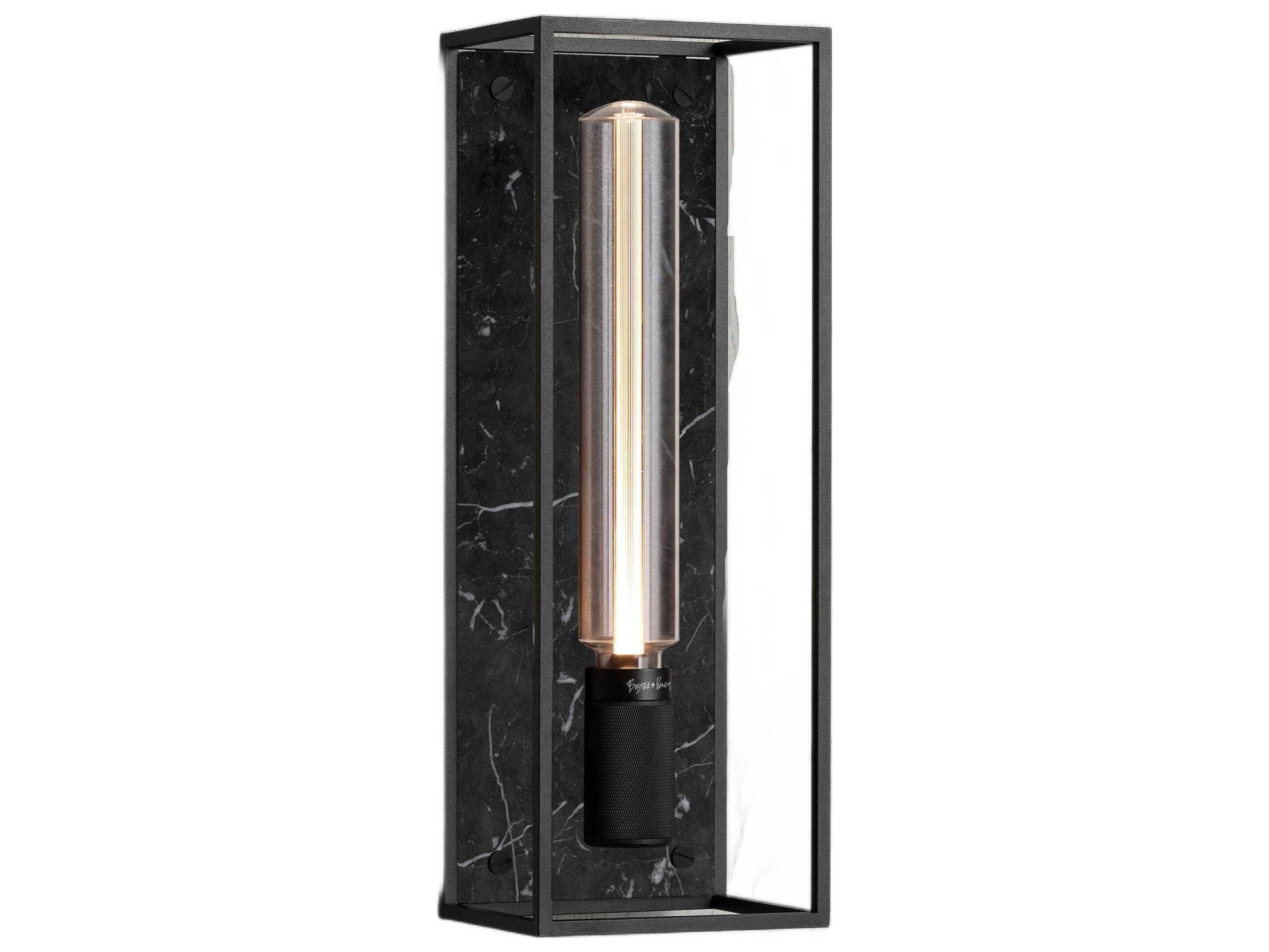 Buster + Punch Caged 1-Light Black Marble Wall Sconce