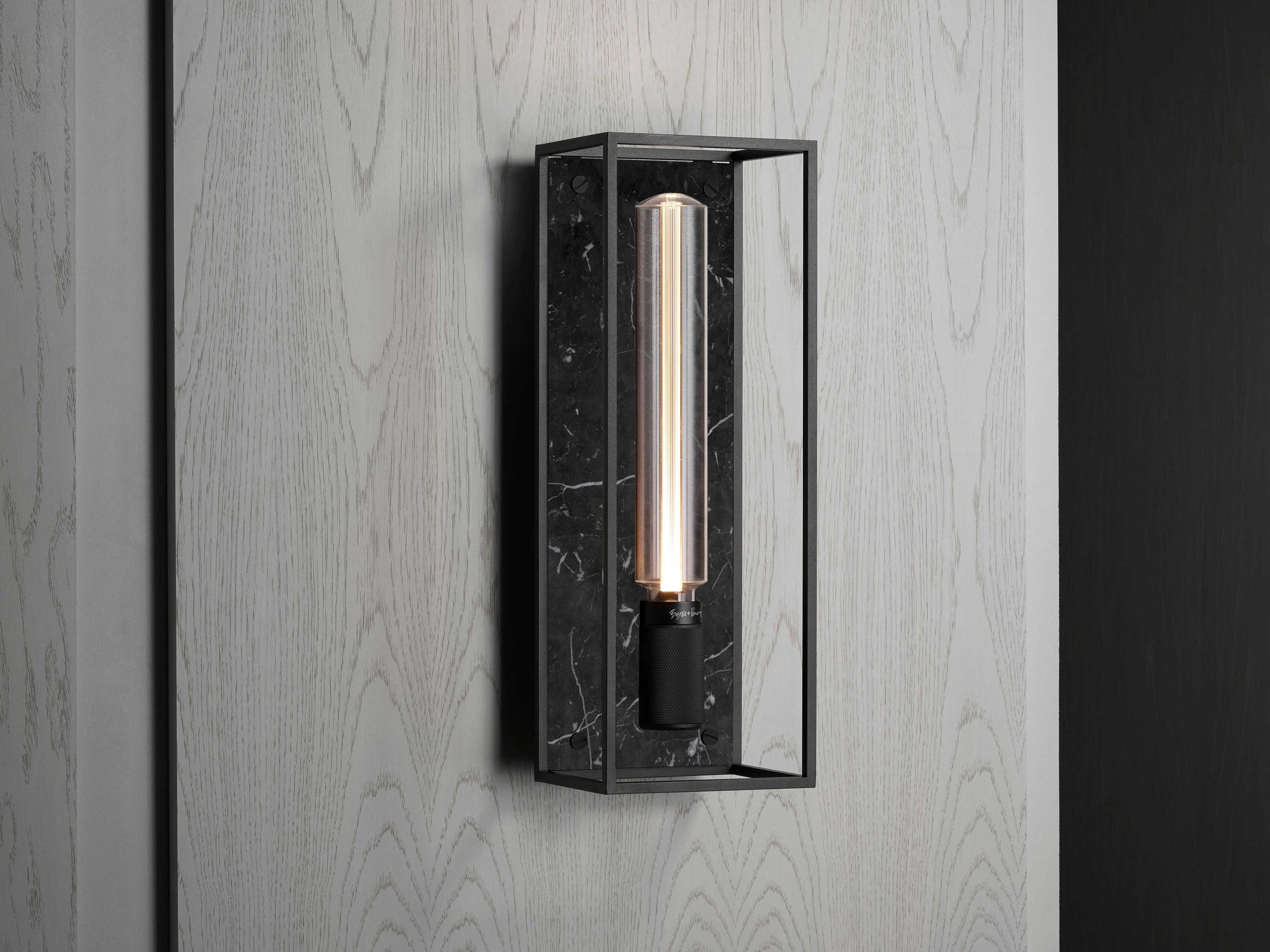 Buster + Punch Caged 1-Light Black Marble Wall Sconce