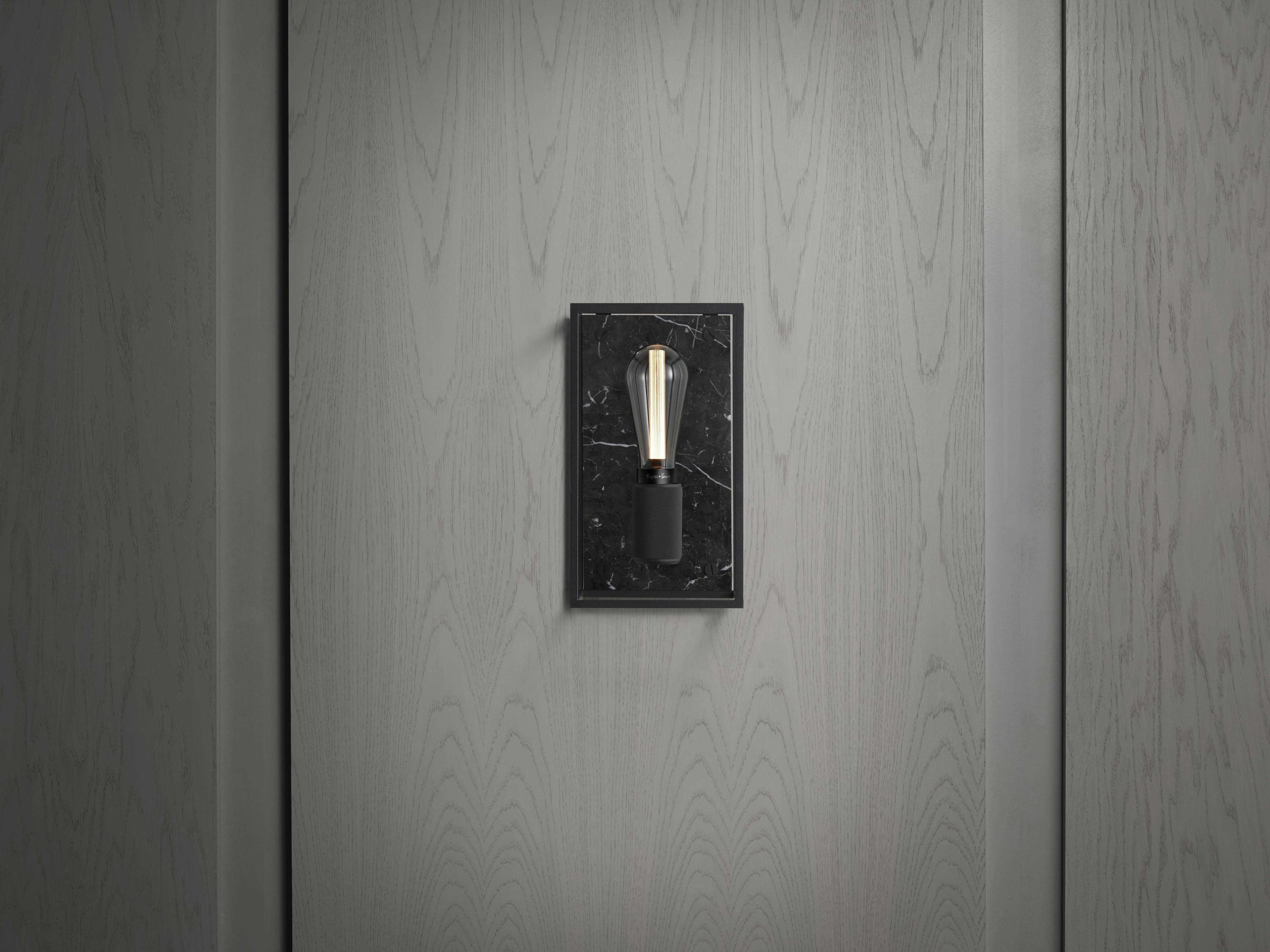 Buster + Punch Caged 1-Light Black Marble Wall Sconce