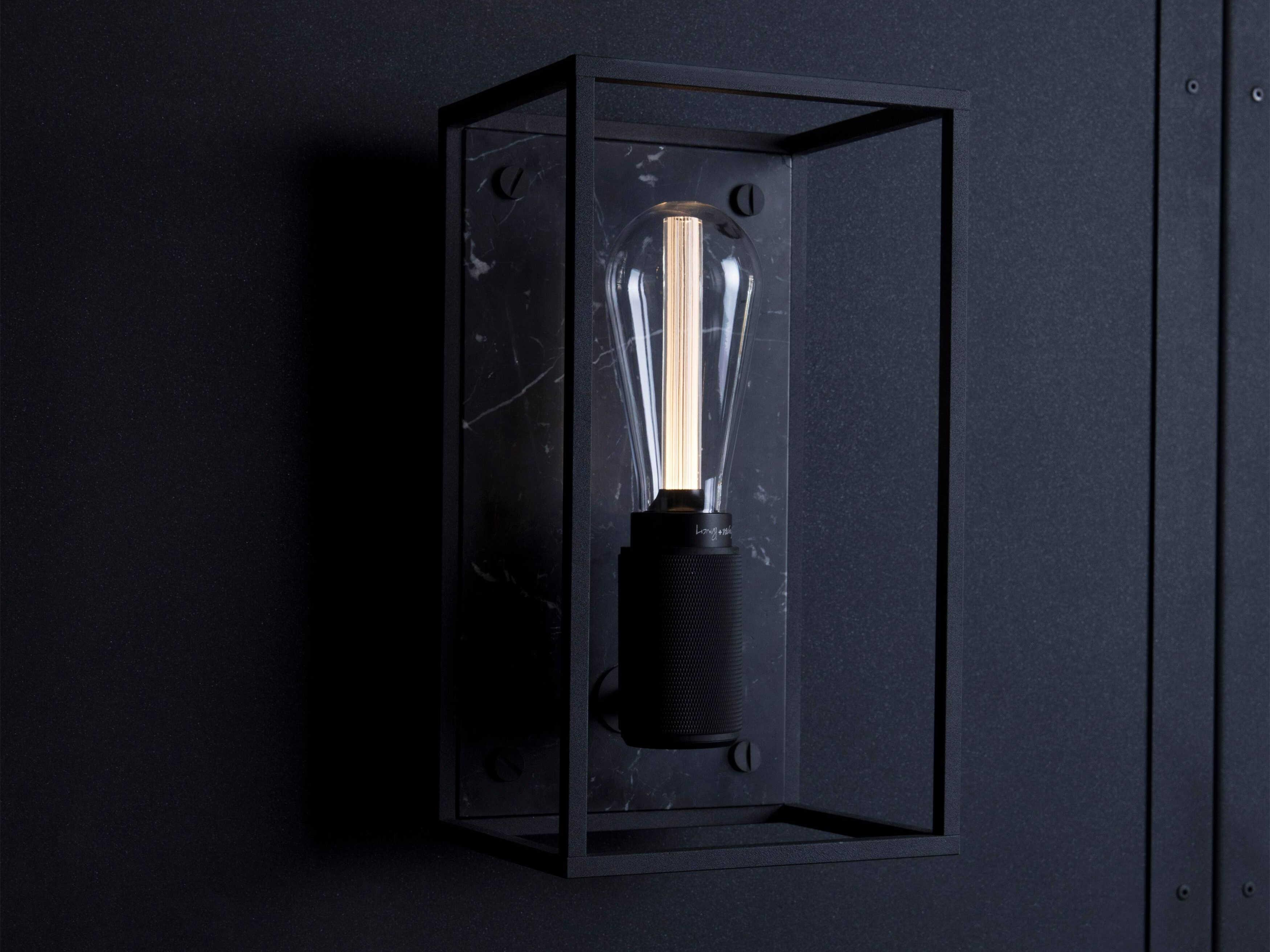 Buster + Punch Caged 1-Light Black Marble Wall Sconce
