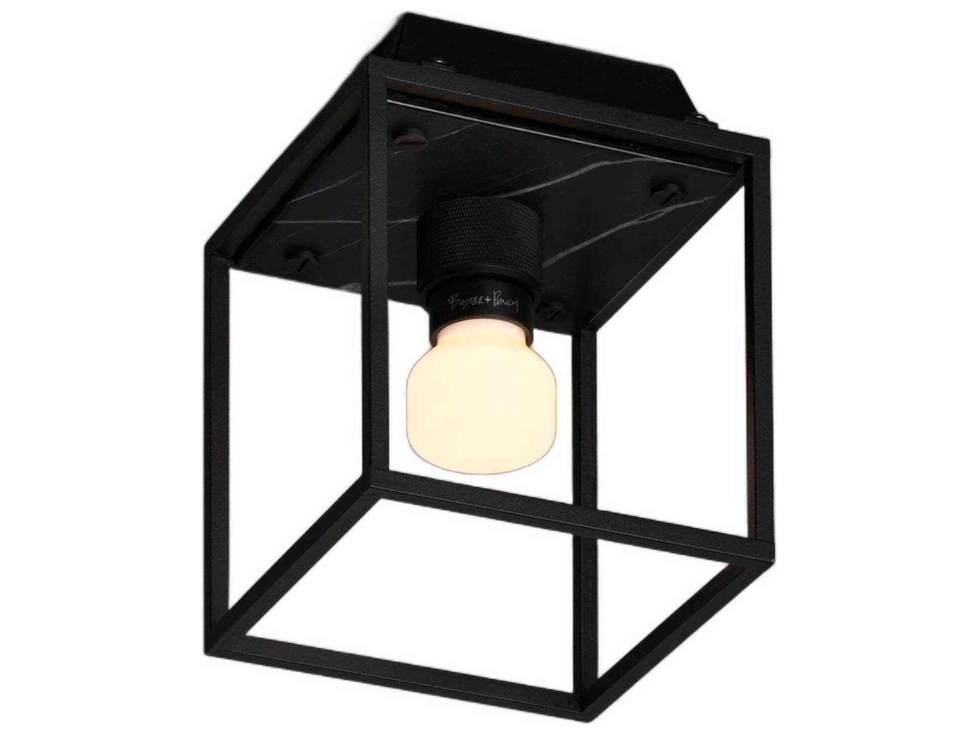 Buster + Punch Caged 1-Light Black Marble Flush Mount