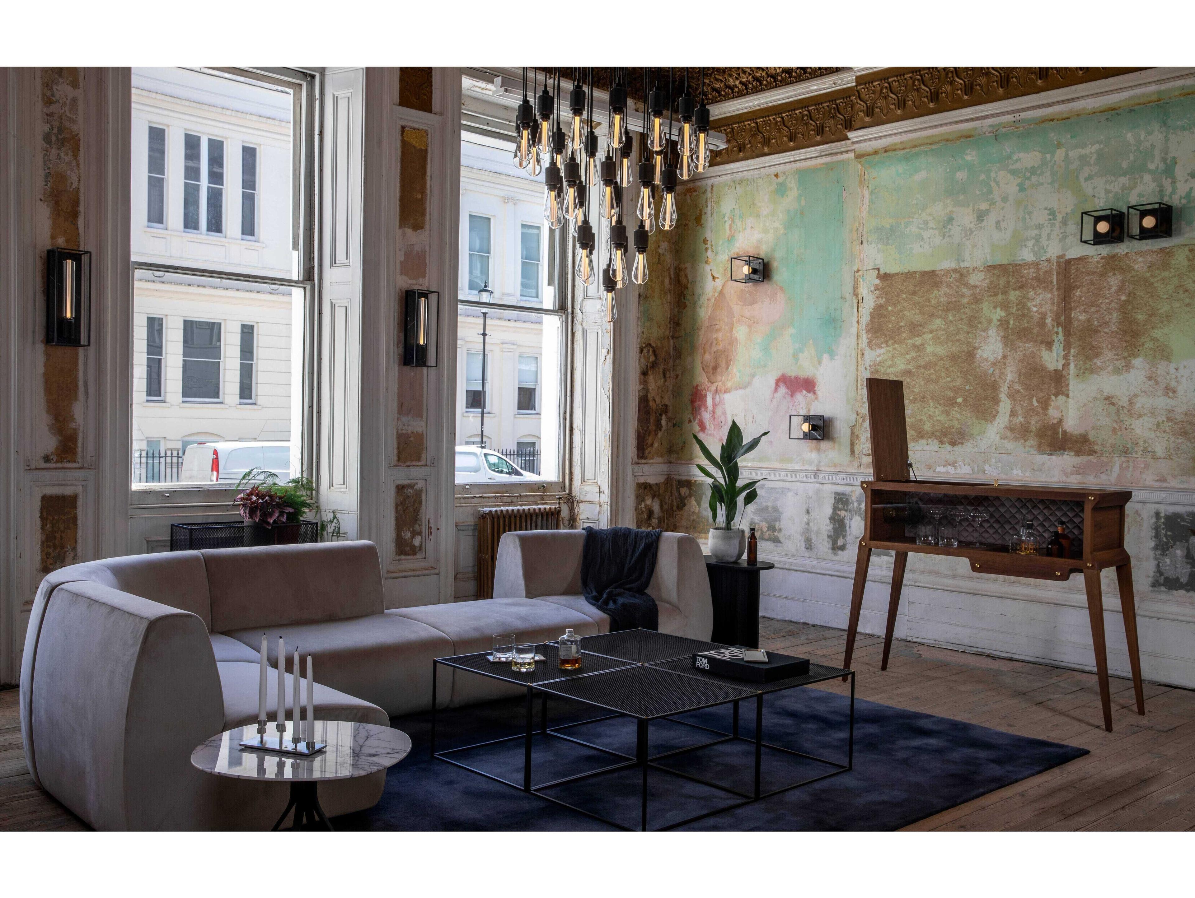 Buster + Punch Caged 1-Light Black Marble Flush Mount