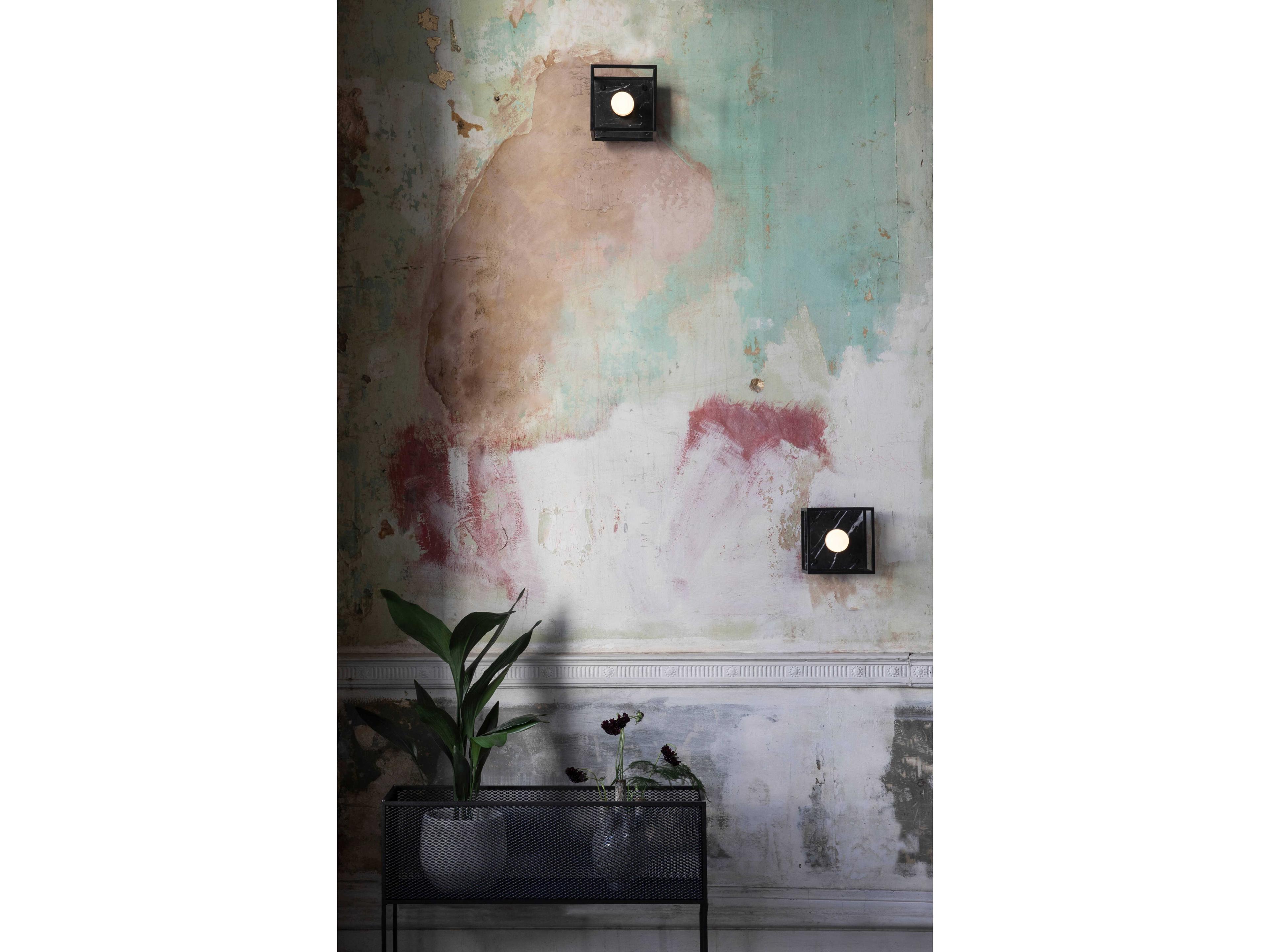 Buster + Punch Caged 1-Light Black Marble Flush Mount