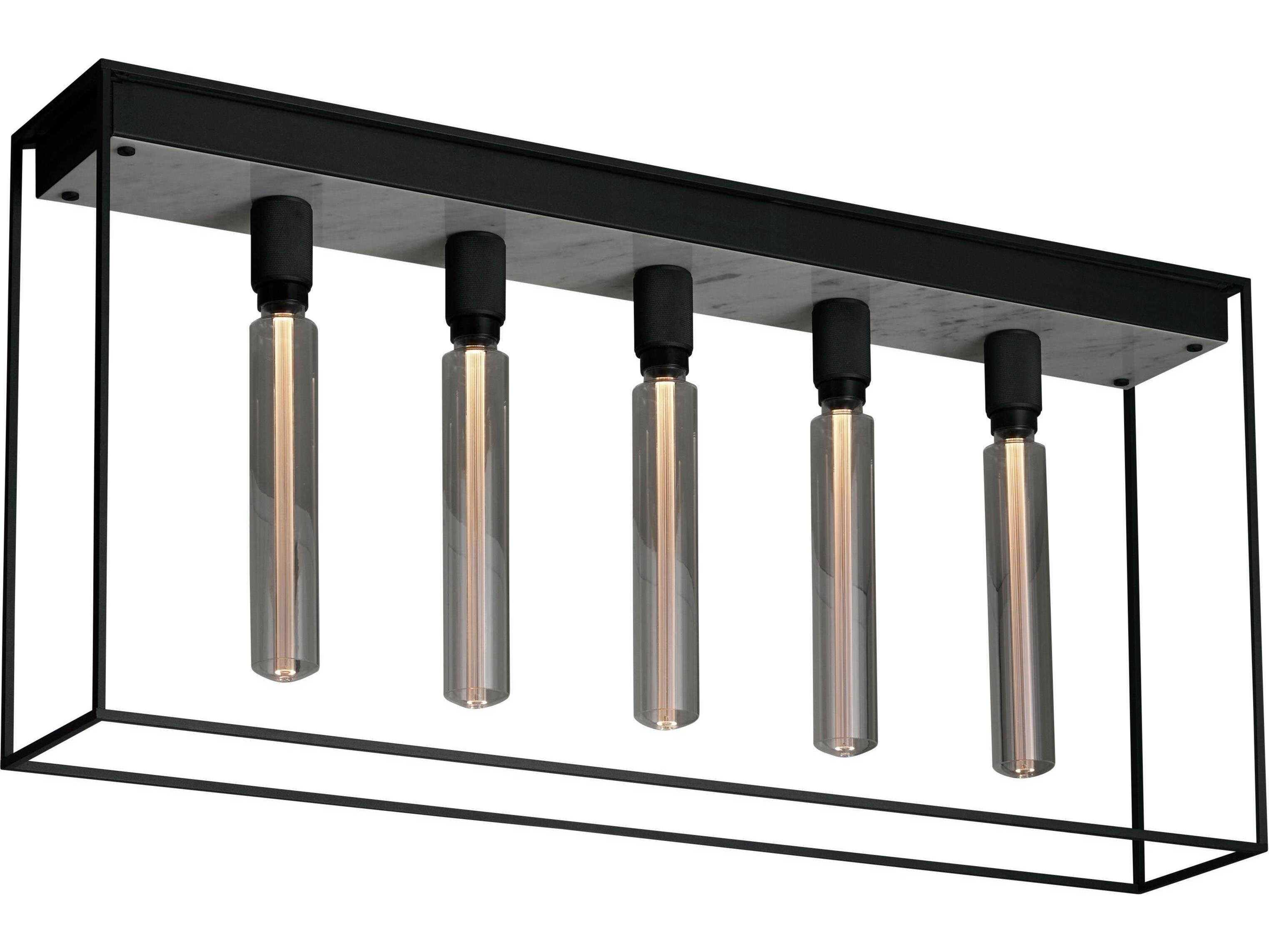 Buster + Punch Caged 5-Light White Marble Black Island Pendant