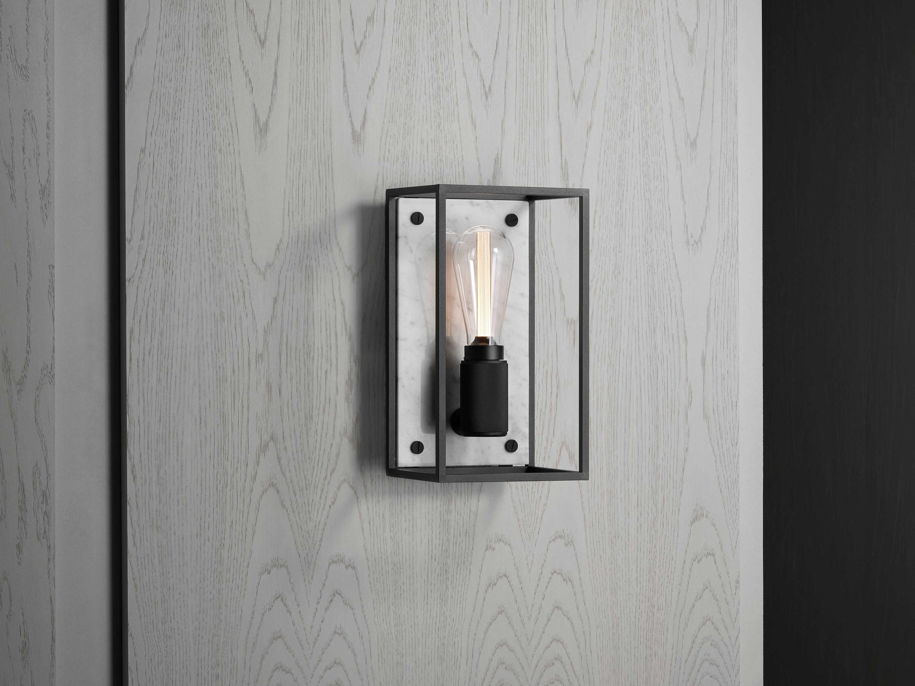 Buster + Punch Caged 1-Light White Marble Wall Sconce