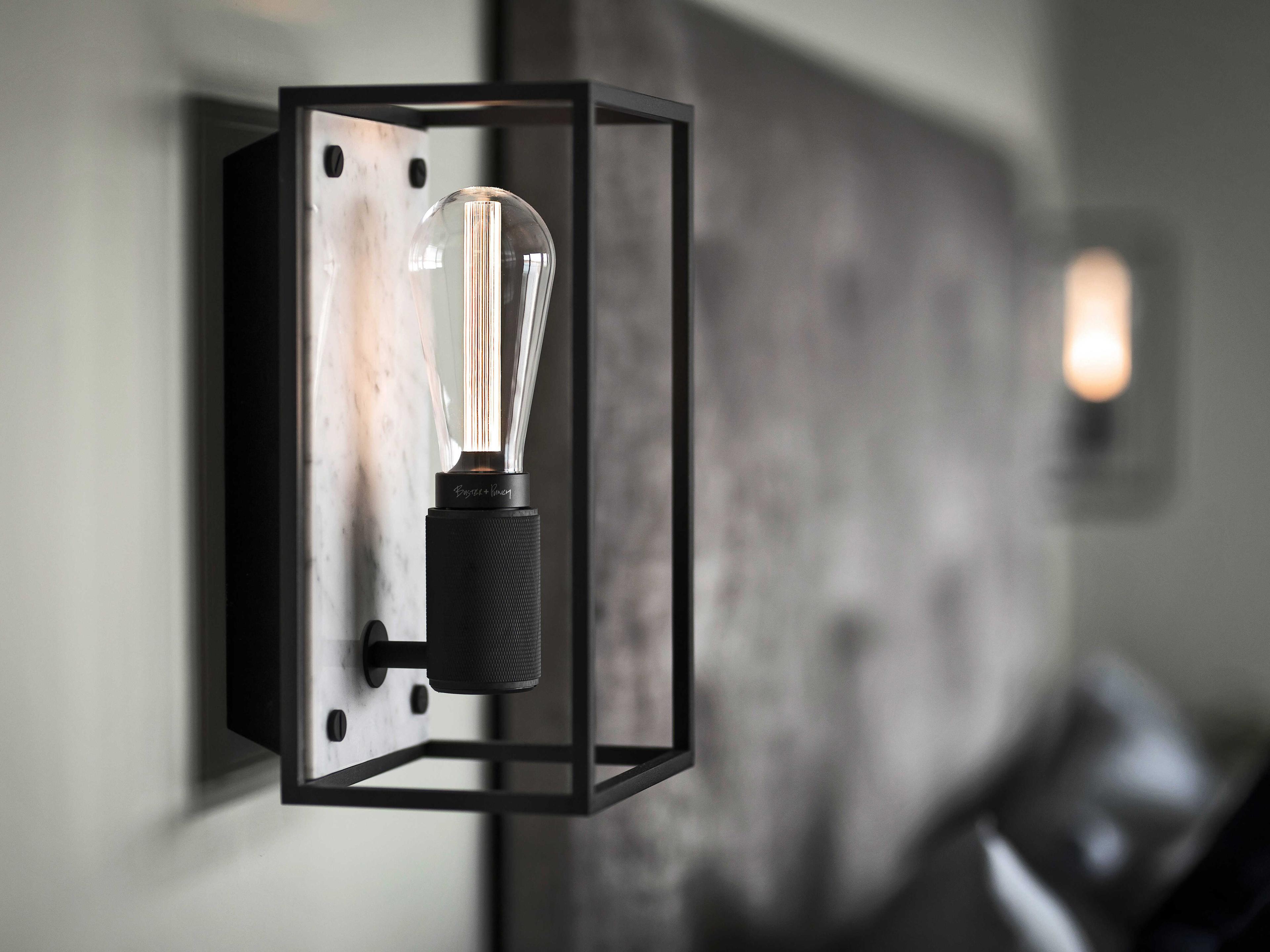 Buster + Punch Caged 1-Light White Marble Wall Sconce