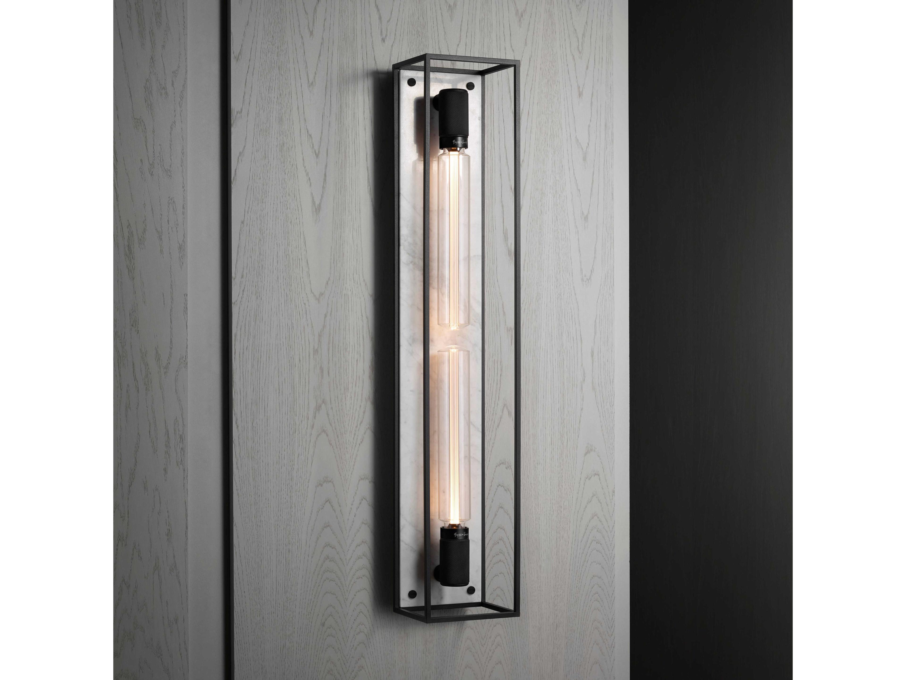 Buster + Punch Caged 2-Light White Marble Wall Sconce