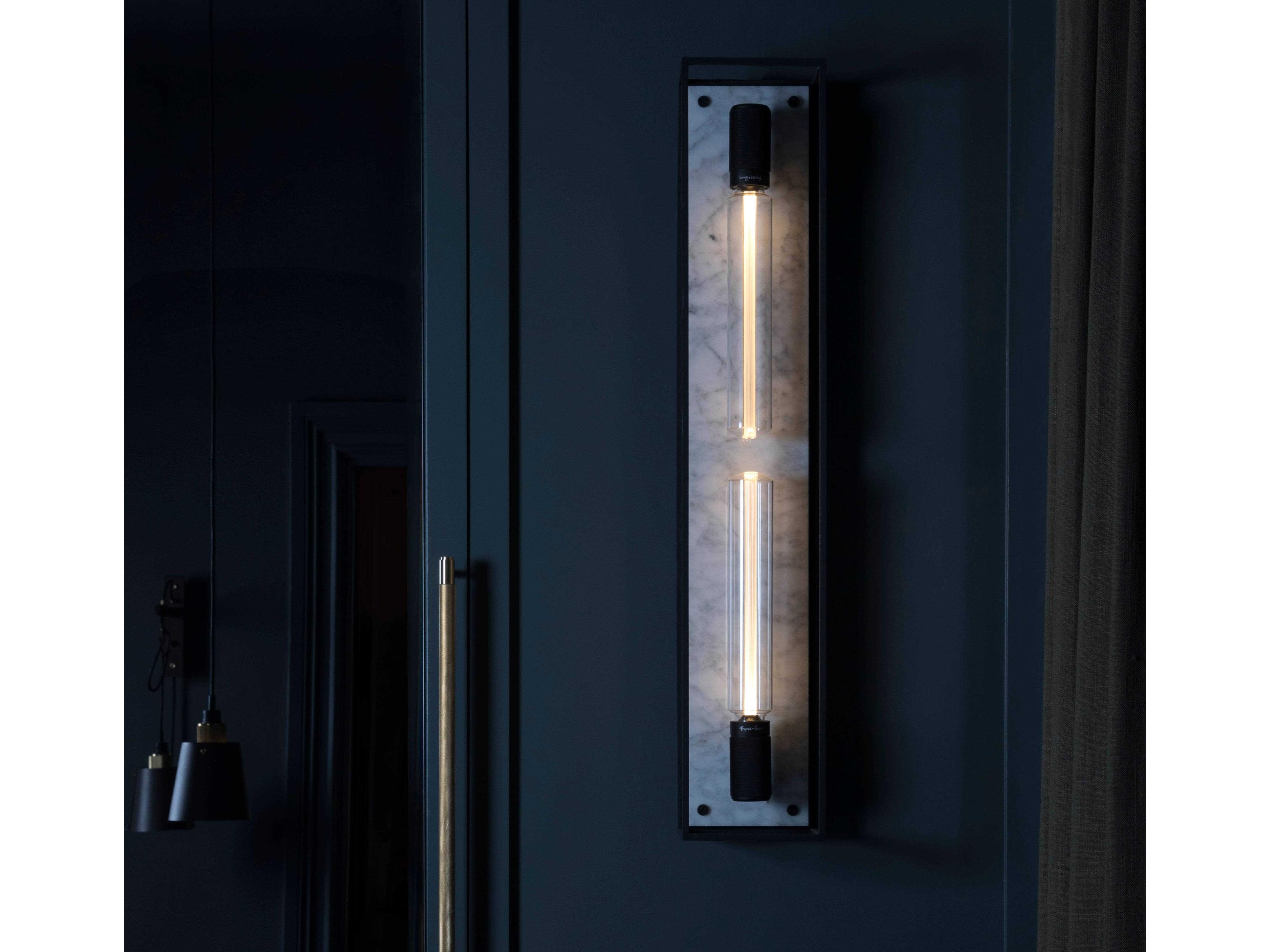 Buster + Punch Caged 2-Light White Marble Wall Sconce