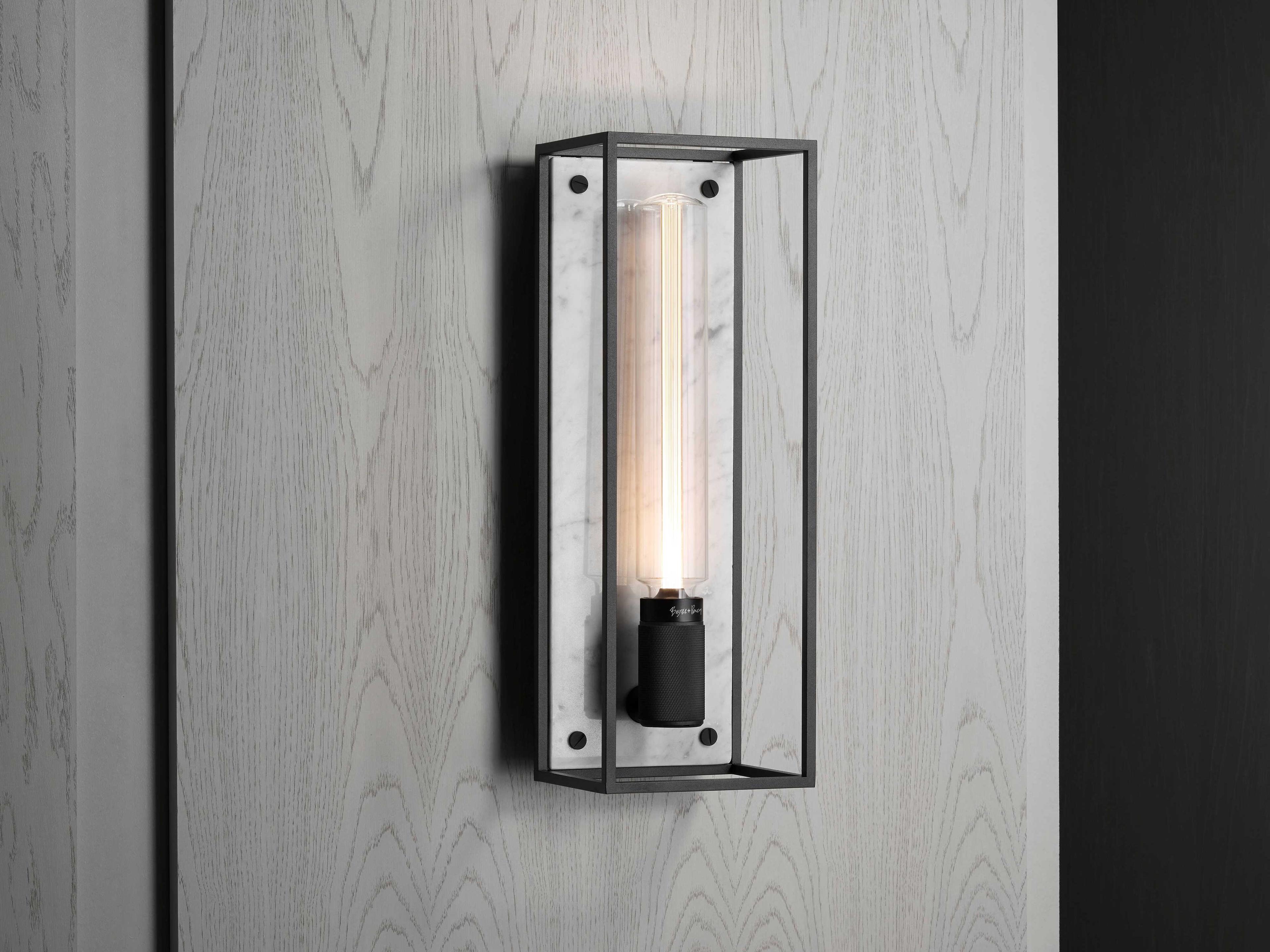 Buster + Punch Caged 1-Light White Marble Wall Sconce