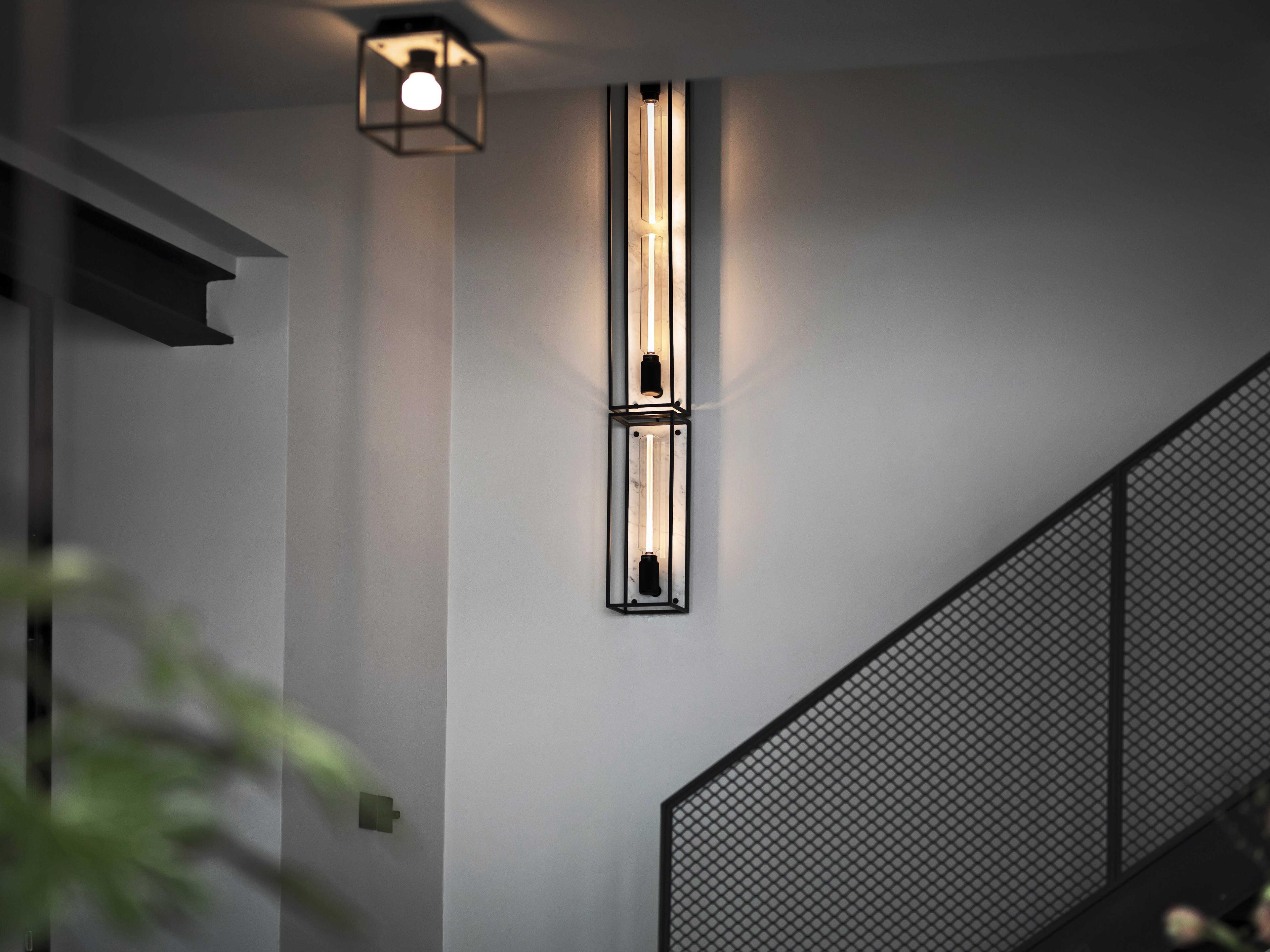 Buster + Punch Caged 1-Light White Marble Wall Sconce