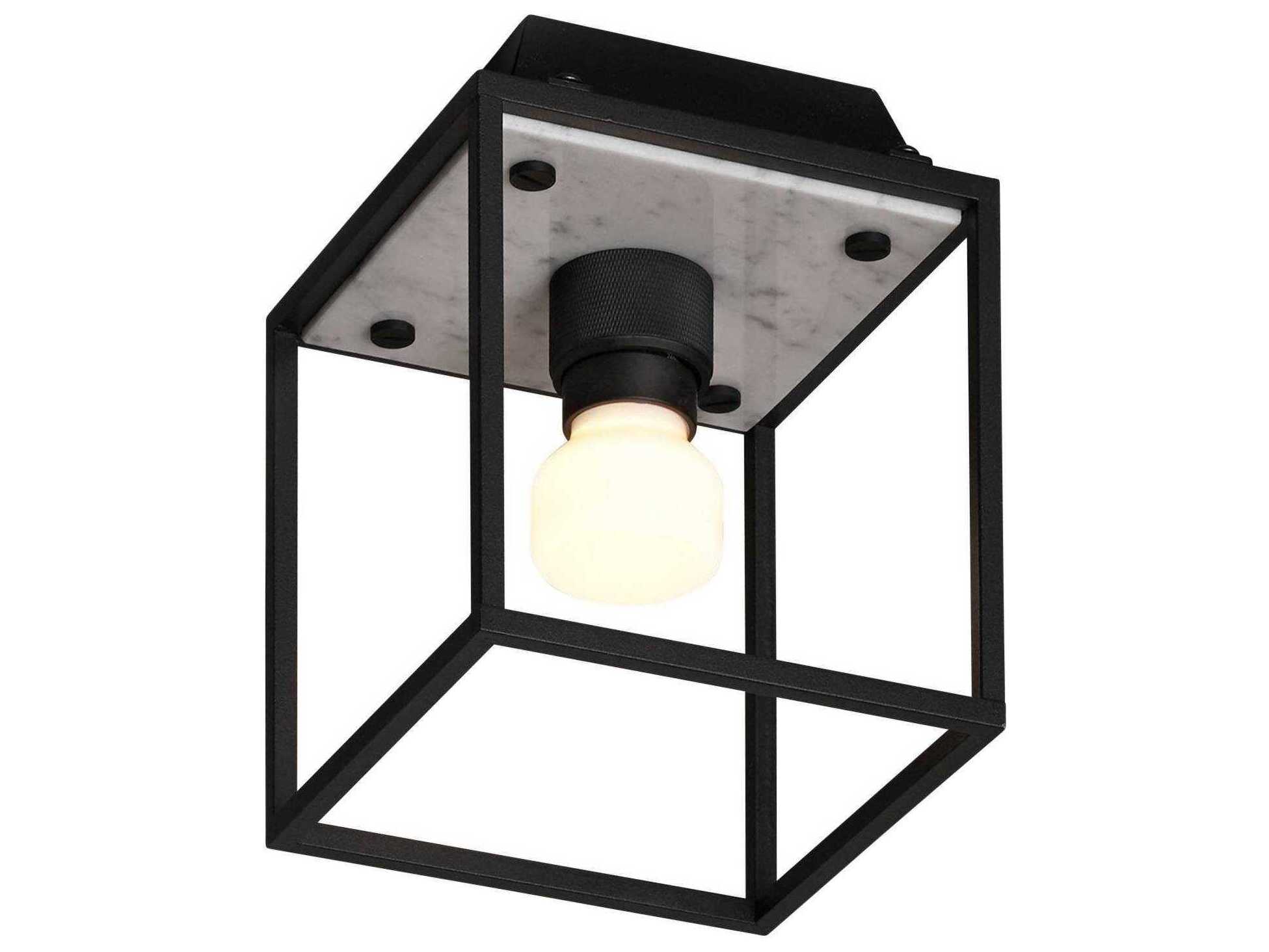 Buster + Punch Caged 1-Light White Marble Black Flush Mount