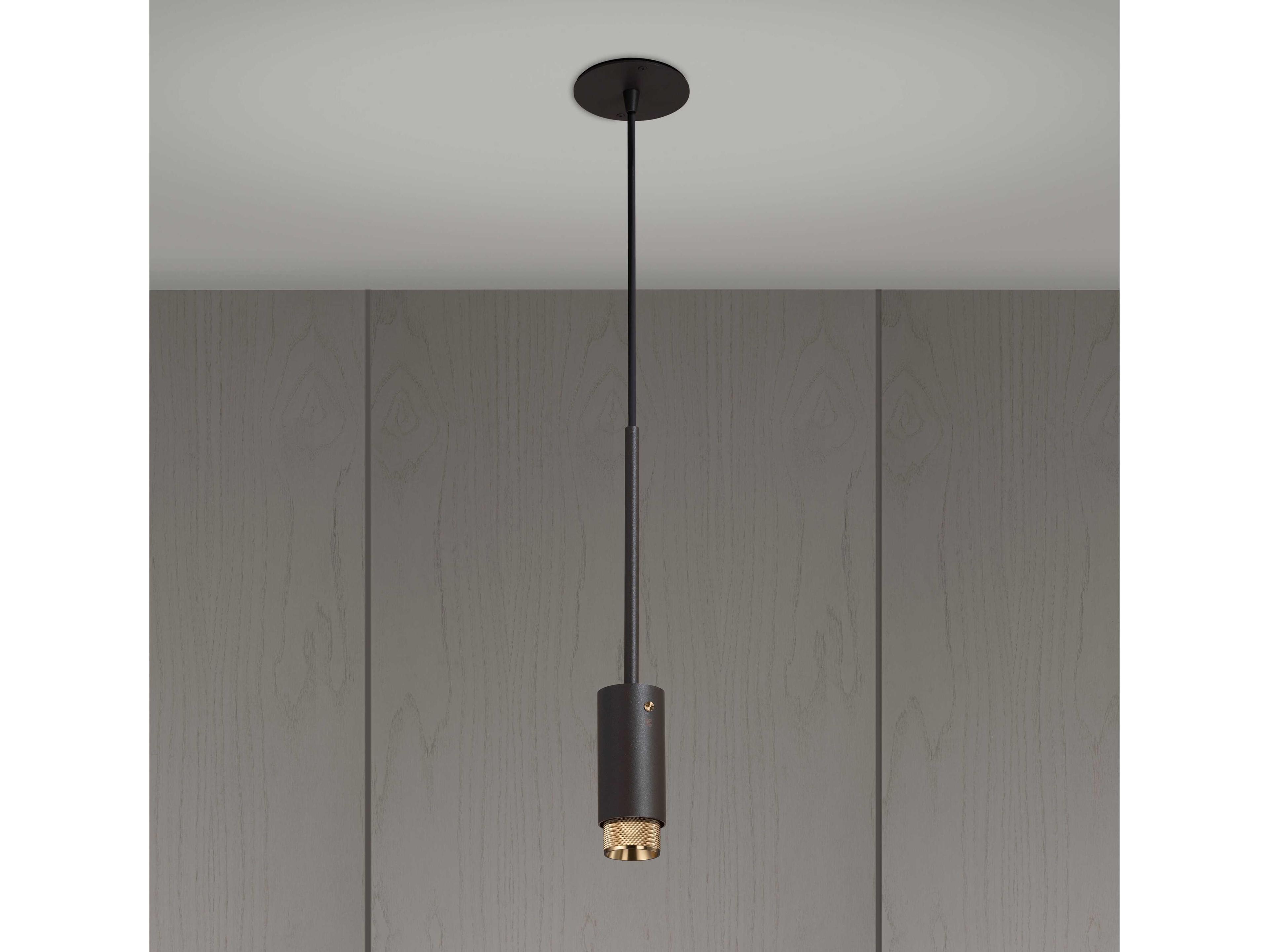Buster + Punch Exhaust 1-Light Brass Black Cylinder Mini Pendant