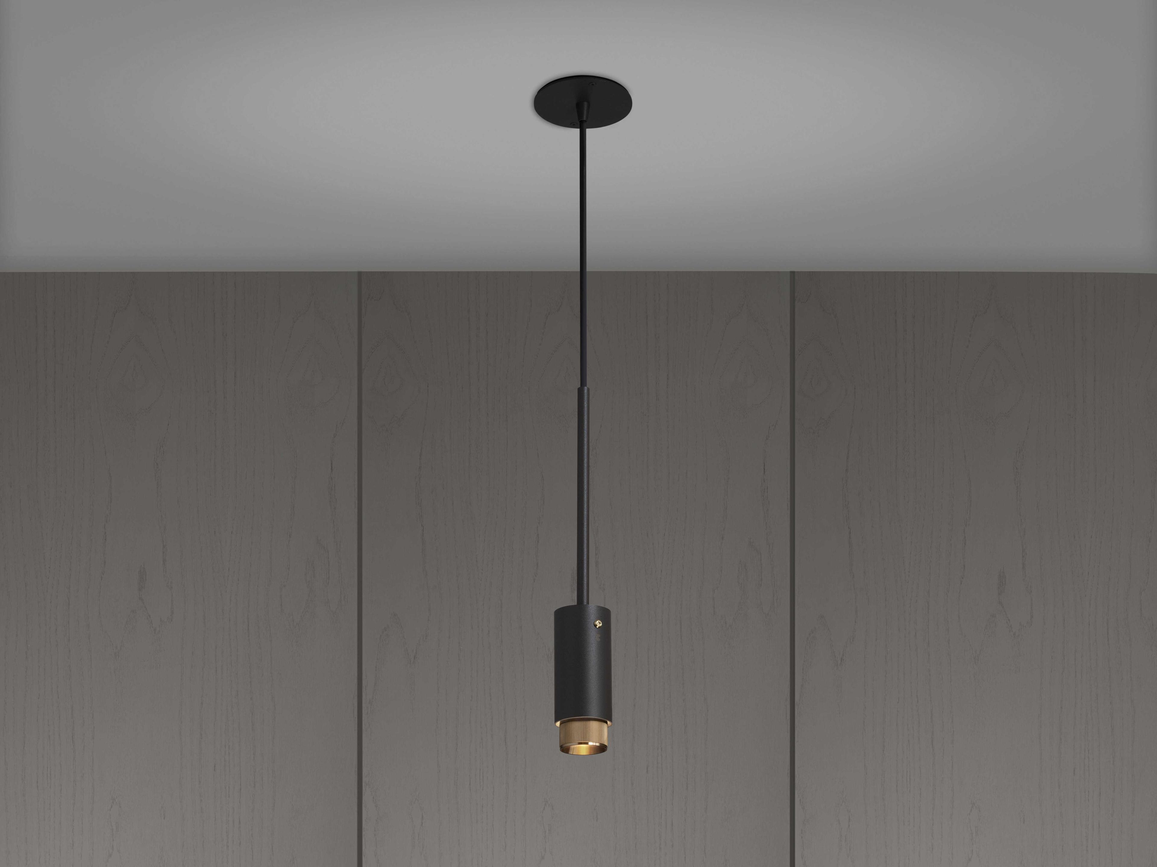 Buster + Punch Exhaust 1-Light Brass Black Cylinder Mini Pendant