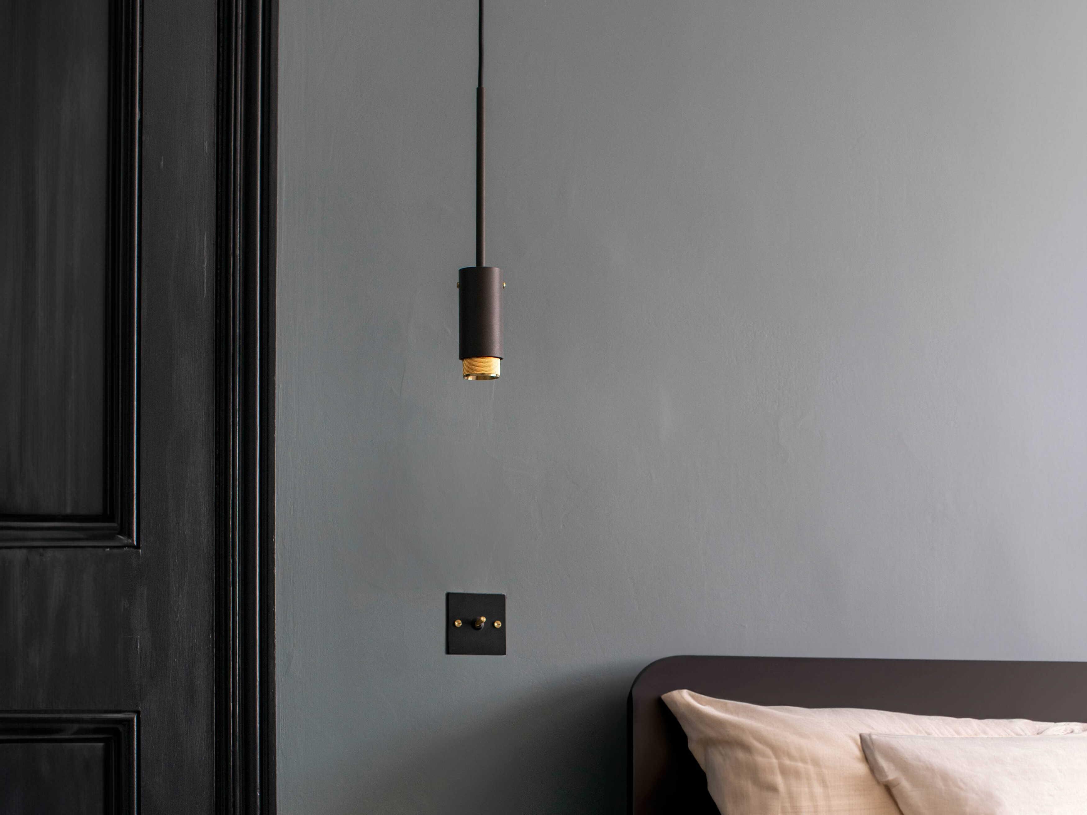 Buster + Punch Exhaust 1-Light Brass Black Cylinder Mini Pendant