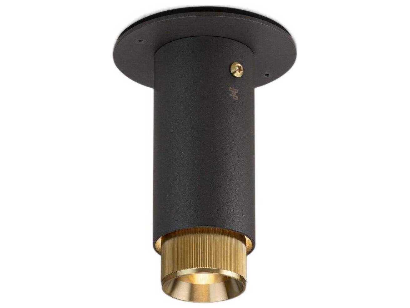 Buster + Punch Exhaust 1-Light Brass Black Cylinder Flush Mount