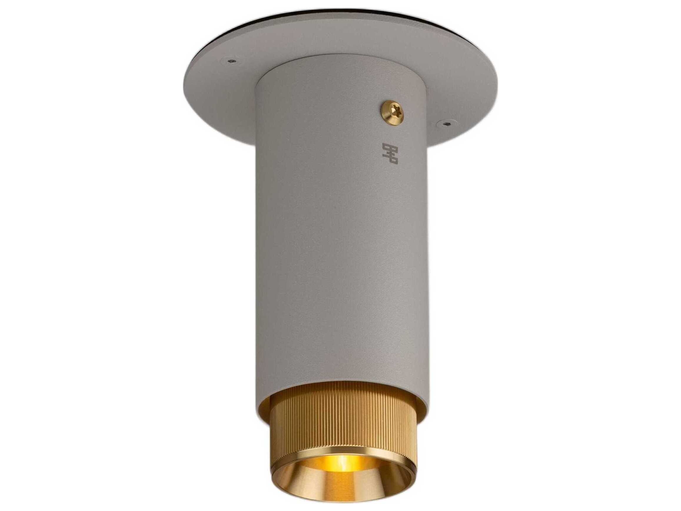 Buster + Punch Exhaust 1-Light Brass Gray Cylinder Flush Mount