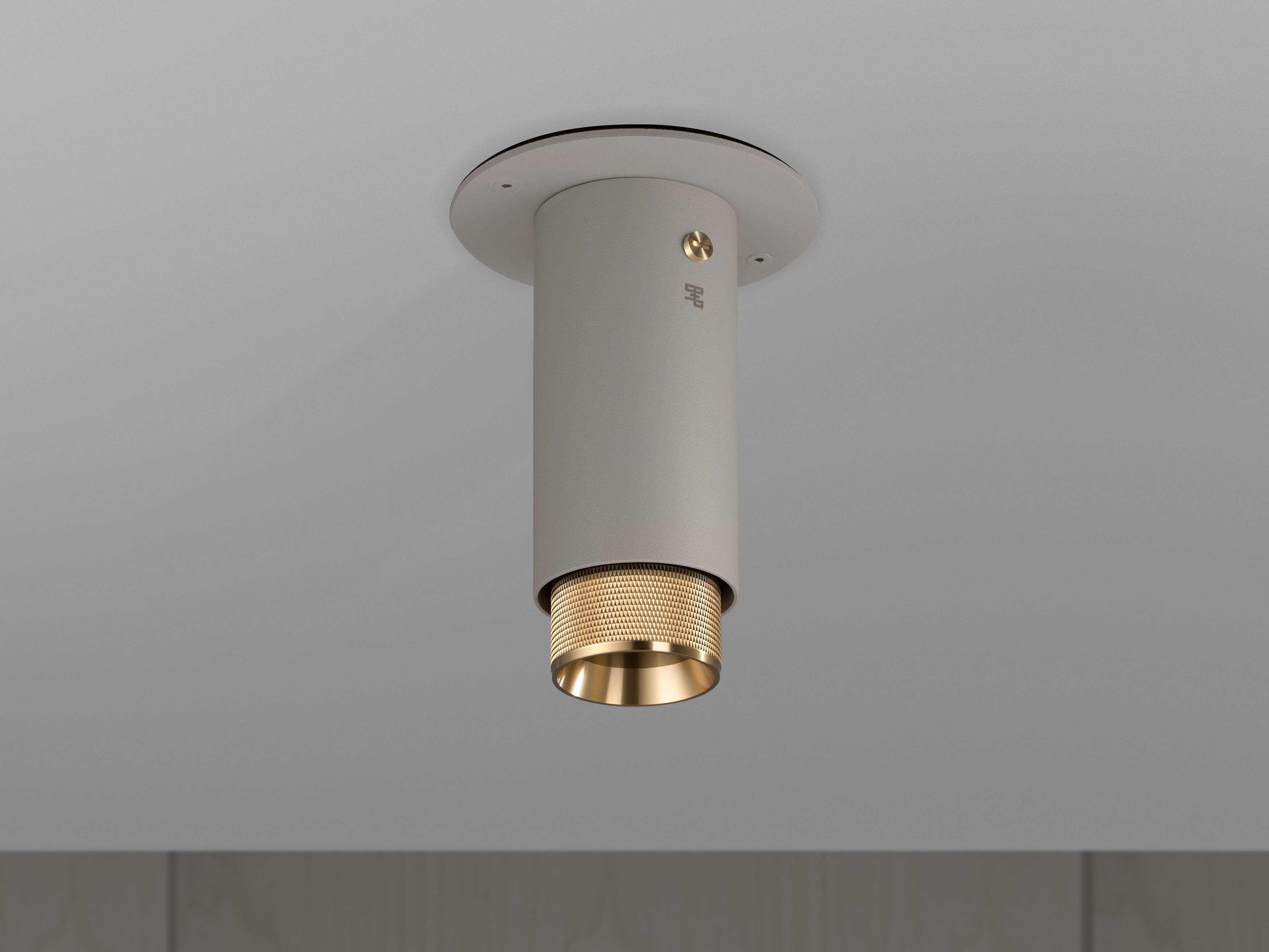 Buster + Punch Exhaust 1-Light Brass Gray Cylinder Flush Mount
