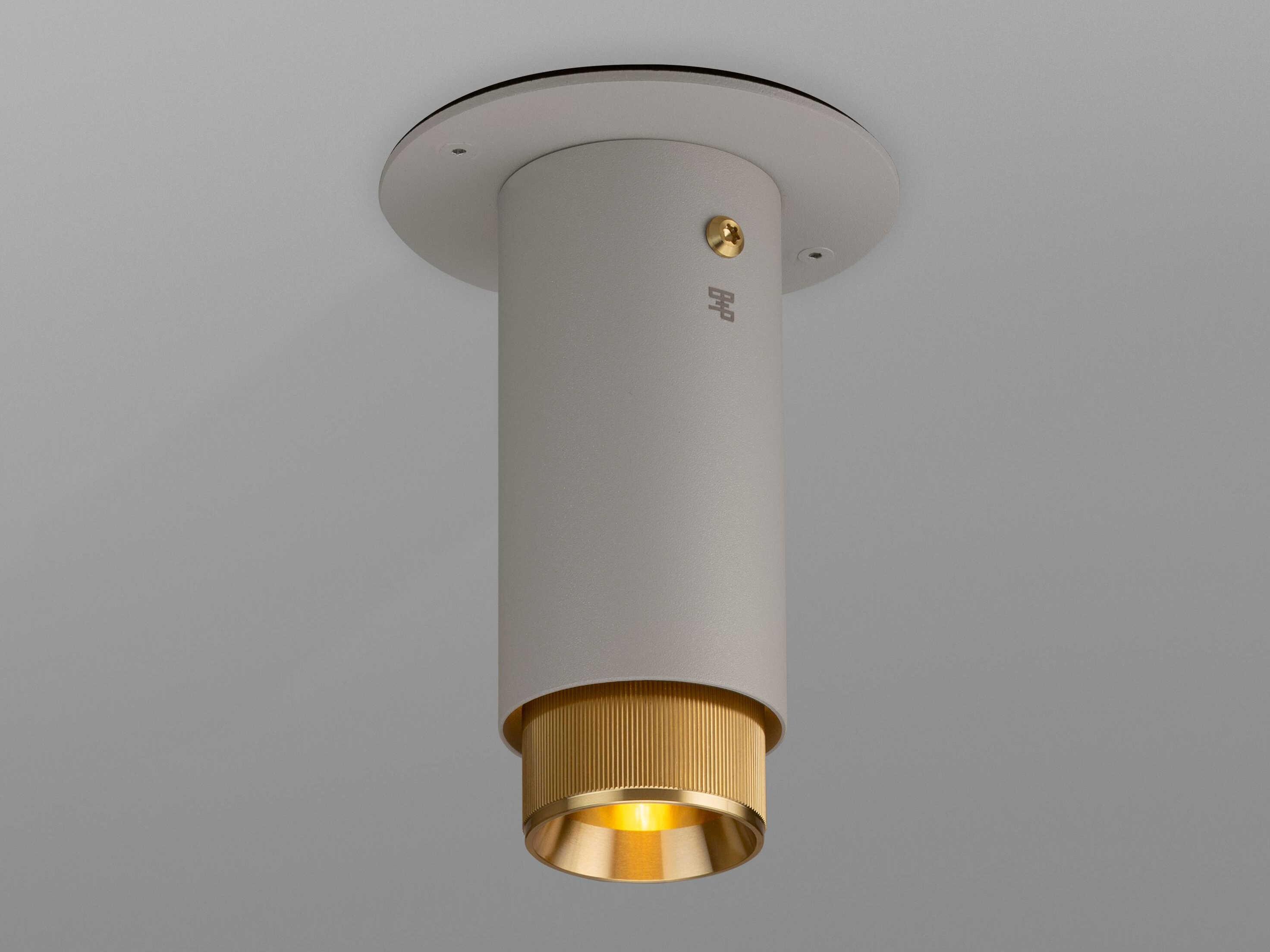 Buster + Punch Exhaust 1-Light Brass Gray Cylinder Flush Mount