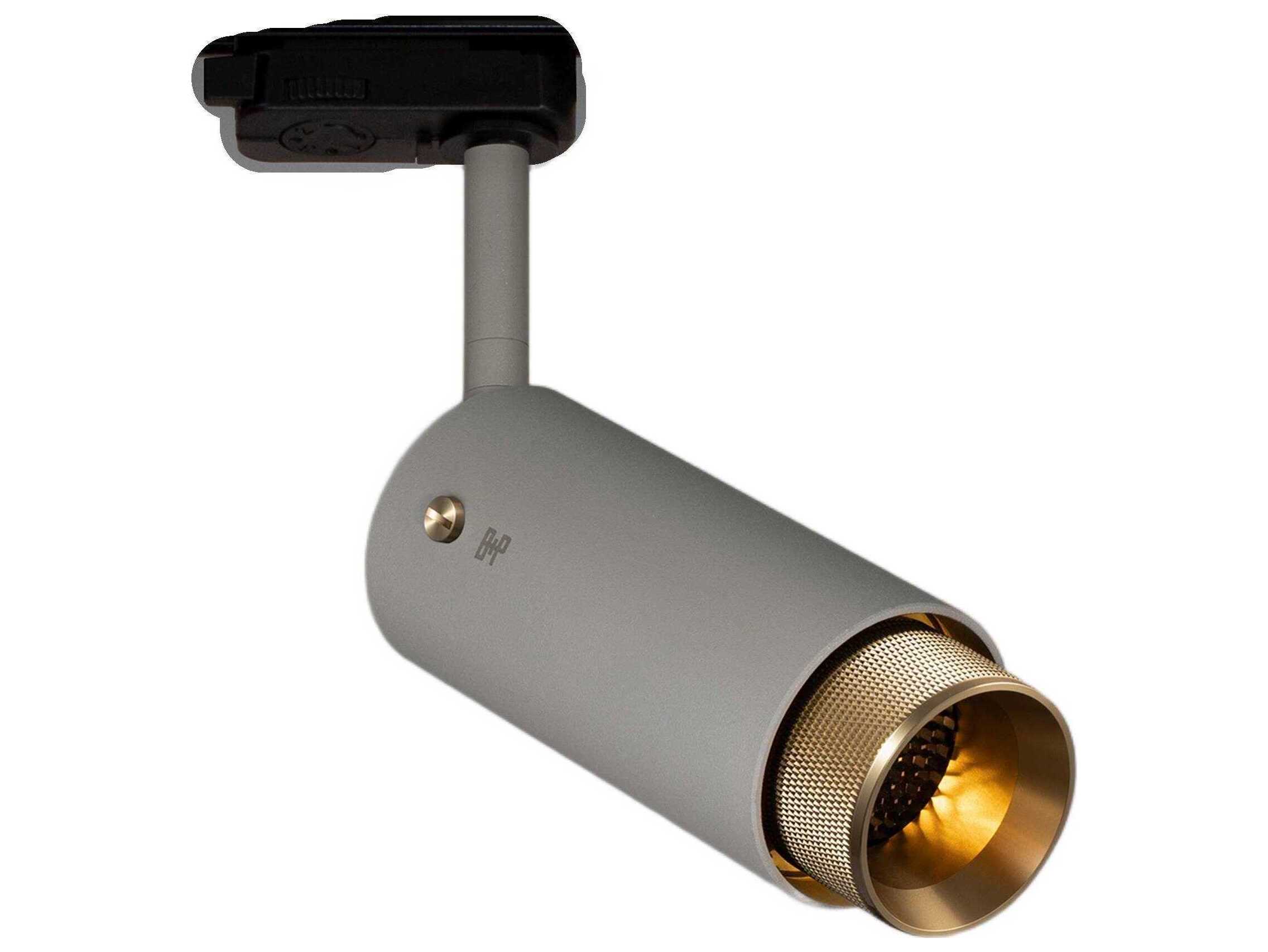 Buster + Punch Exhaust 1-Light Brass Gray Cylinder Track & Rail Light