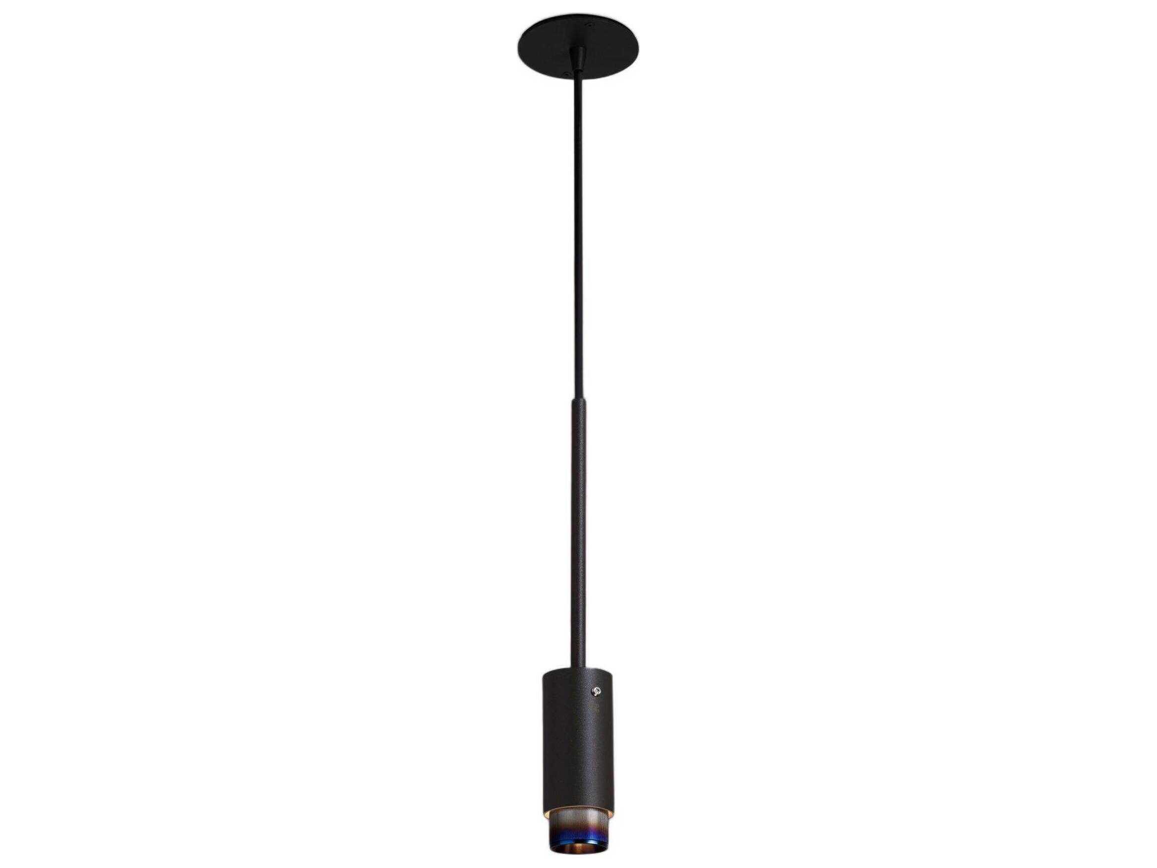 Buster + Punch Exhaust 1-Light Burnt Steel Black Cylinder Mini Pendant