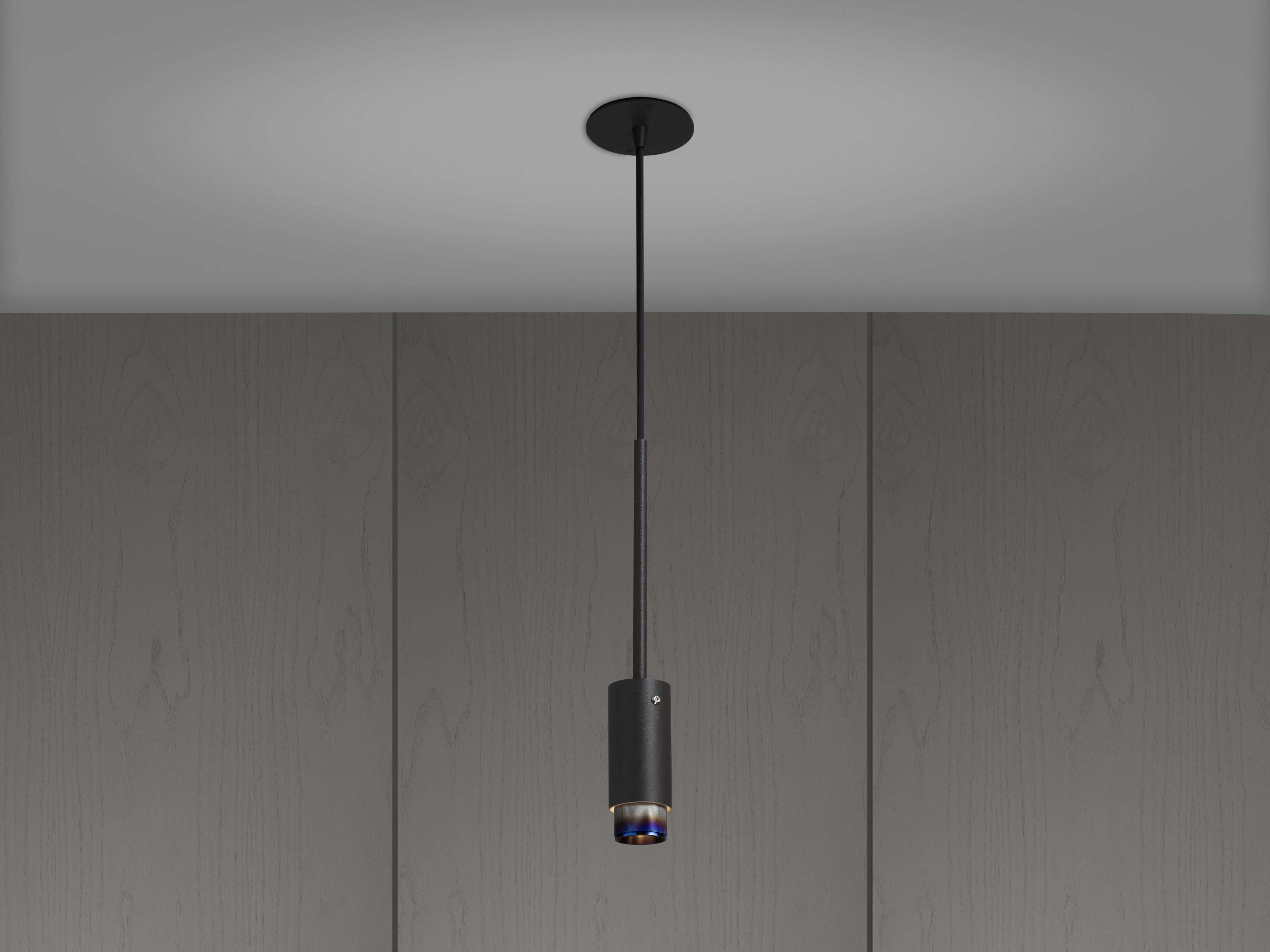 Buster + Punch Exhaust 1-Light Burnt Steel Black Cylinder Mini Pendant
