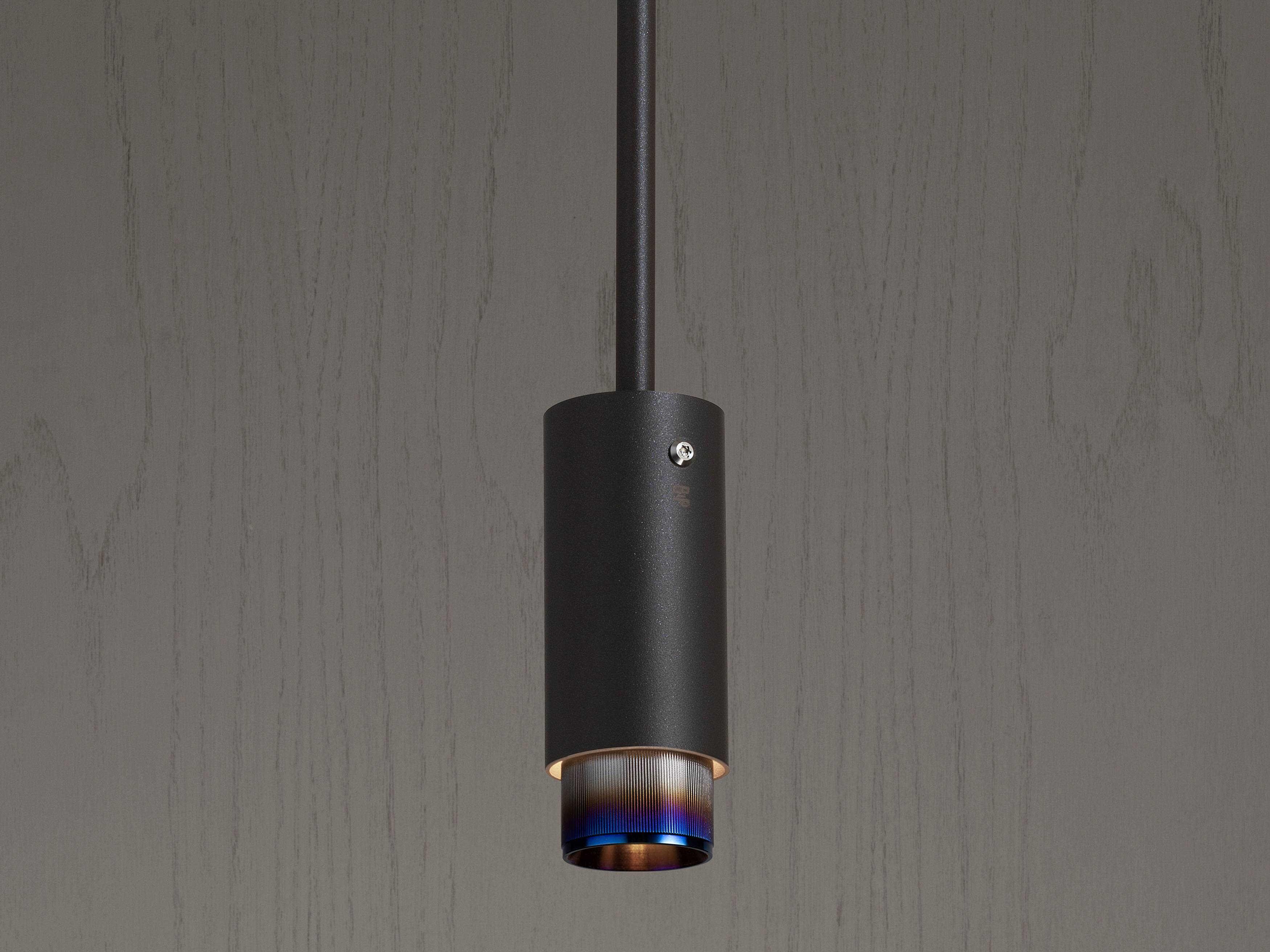 Buster + Punch Exhaust 1-Light Burnt Steel Black Cylinder Mini Pendant