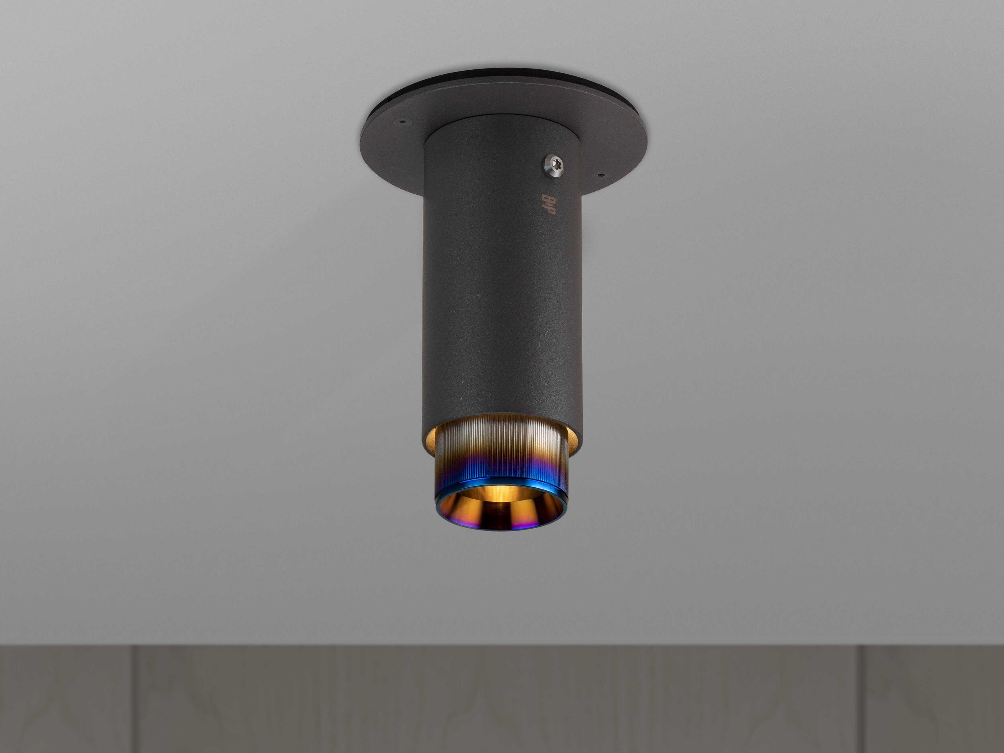 Buster + Punch Exhaust 1-Light Burnt Steel Black Cylinder Flush Mount