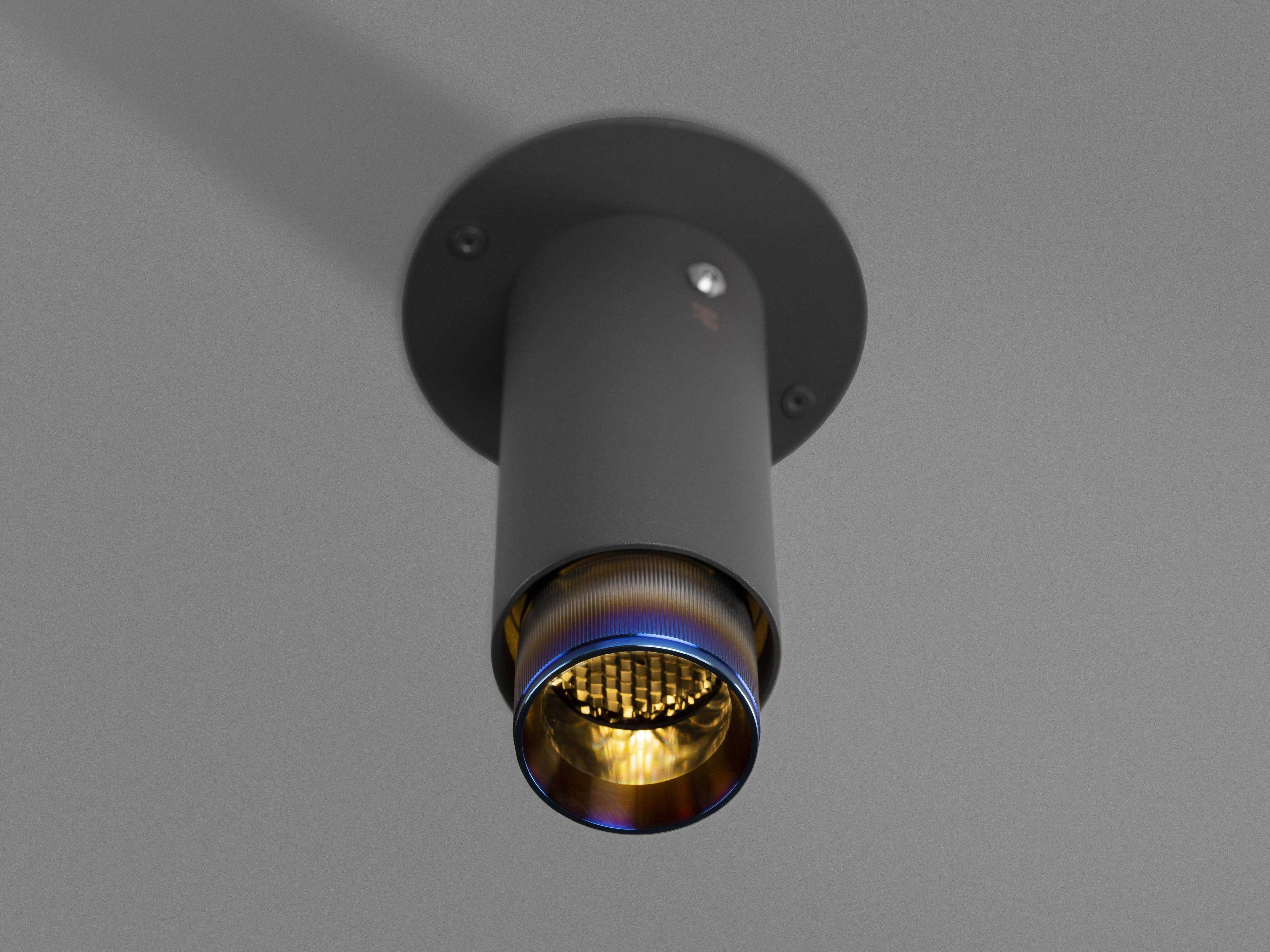 Buster + Punch Exhaust 1-Light Burnt Steel Black Cylinder Flush Mount