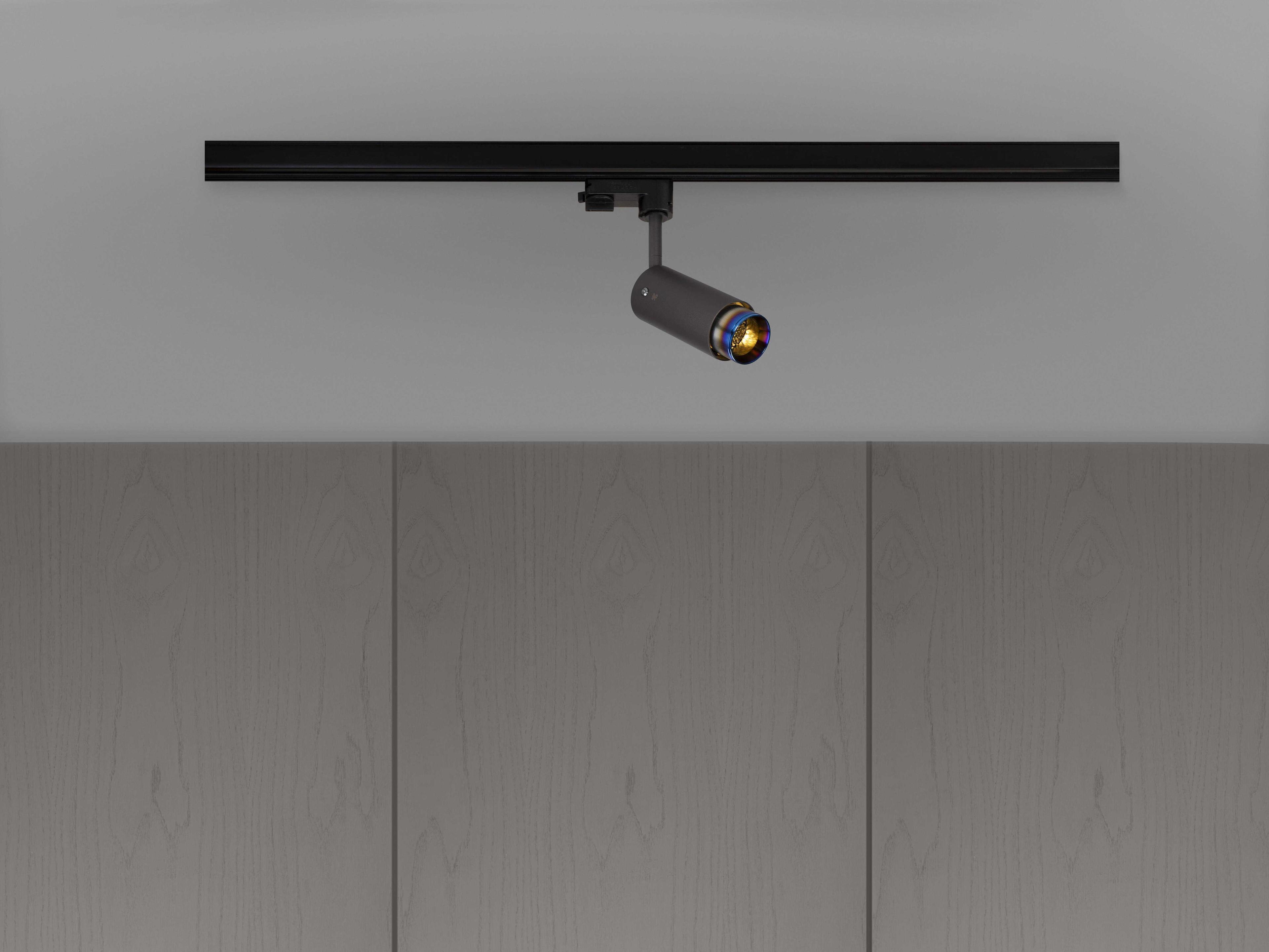 Buster + Punch Exhaust 1-Light Burnt Steel Black Cylinder Track & Rail Light