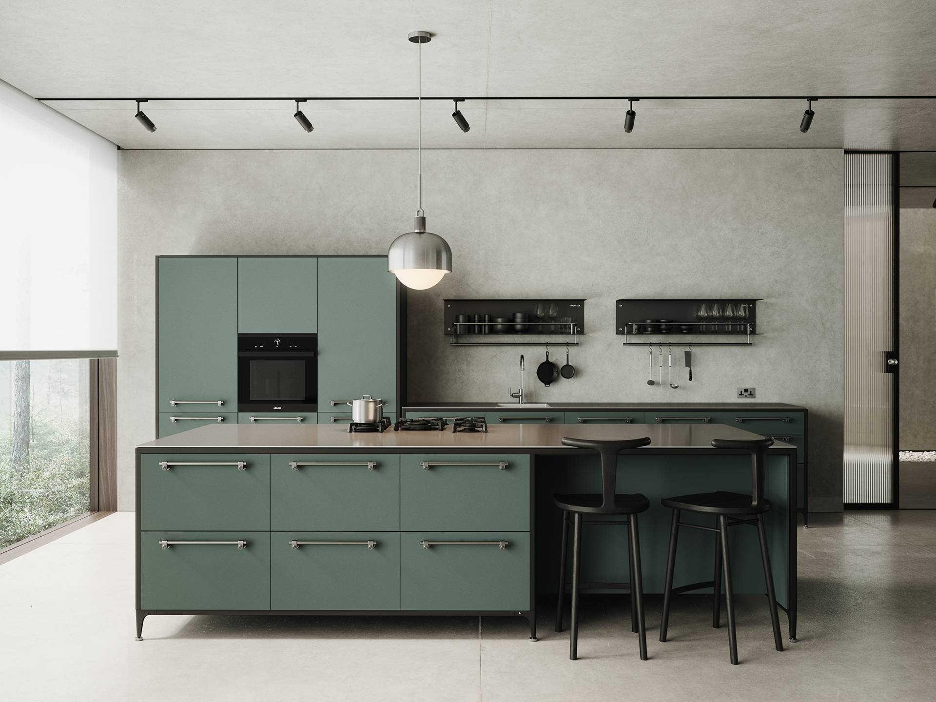 Buster + Punch Exhaust 1-Light Gun Metal Black Cylinder Track & Rail Light