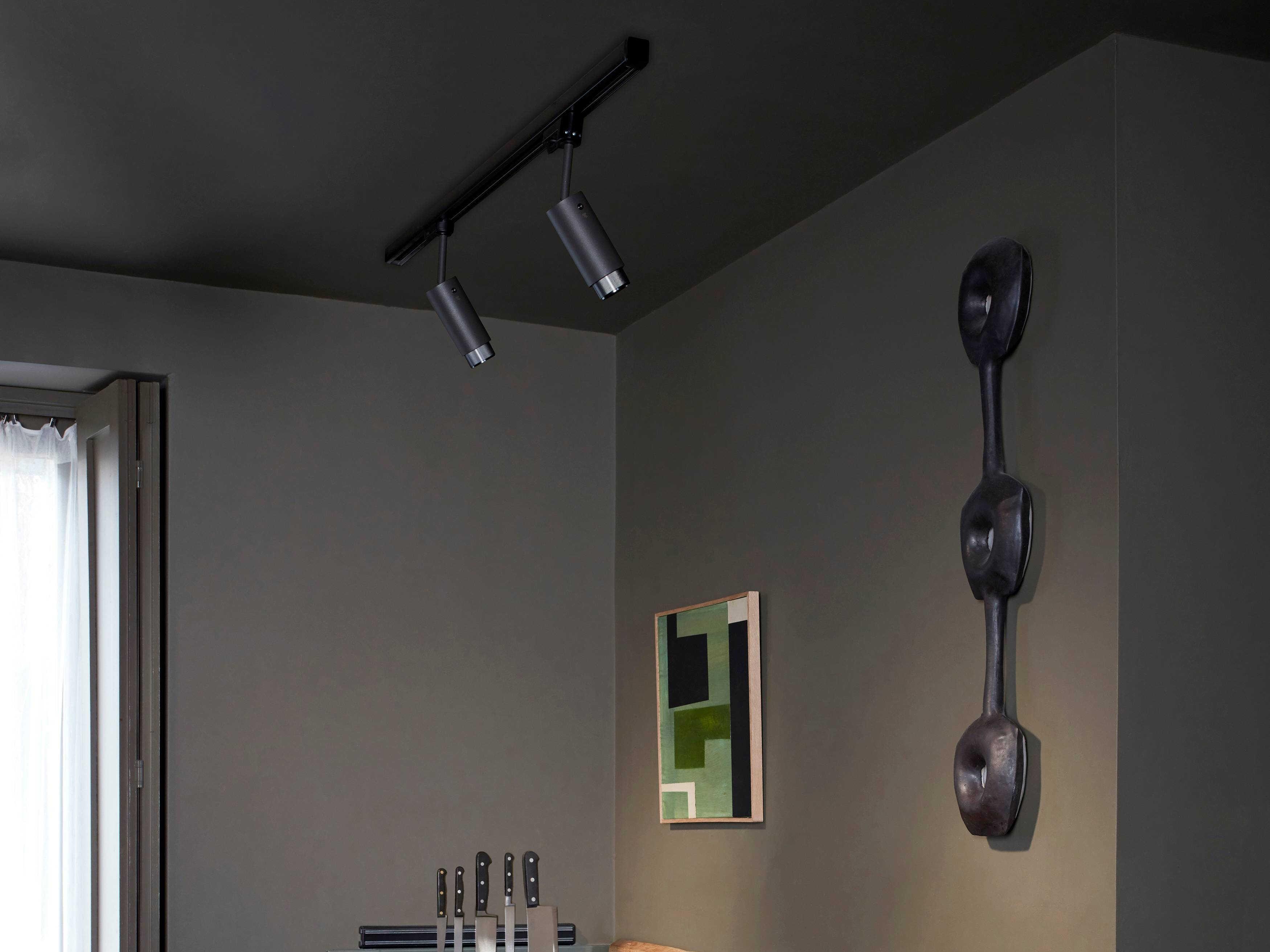 Buster + Punch Exhaust 1-Light Gun Metal Black Cylinder Track & Rail Light