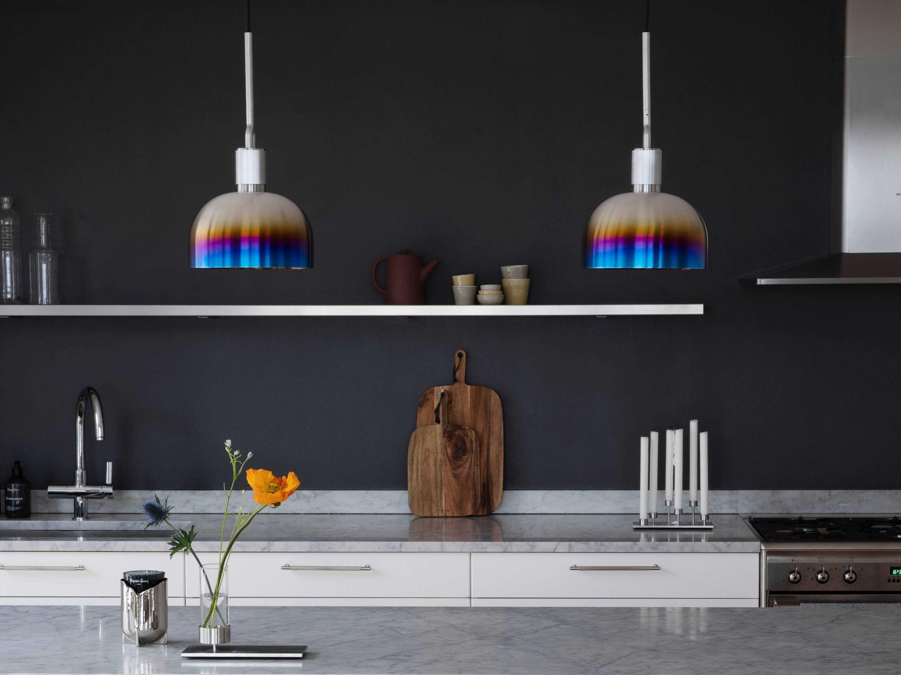 Buster + Punch Forked 1-Light Burnt Steel Mini Pendant