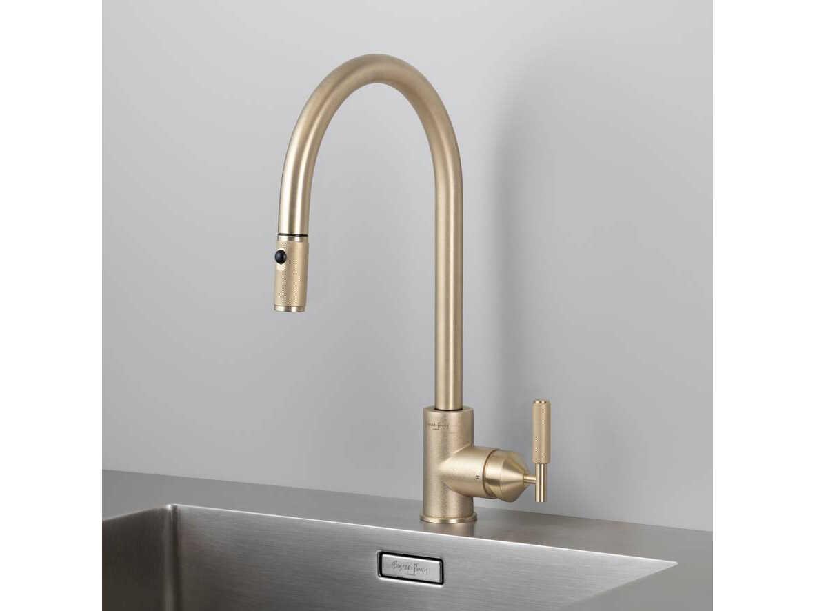 Buster + Punch Brass Pull-Out Kitchen Faucet with Dual Spray