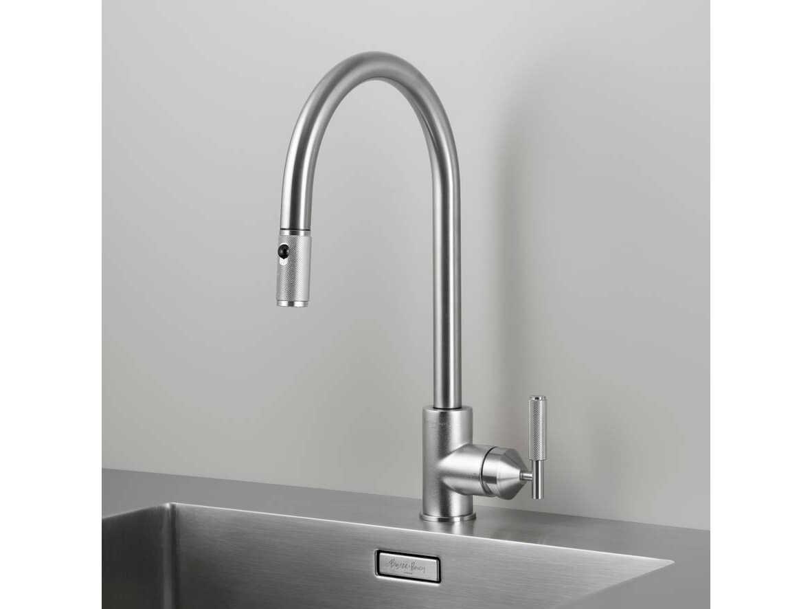 Buster + Punch Steel Pull-Out Kitchen Faucet with Dual Spray