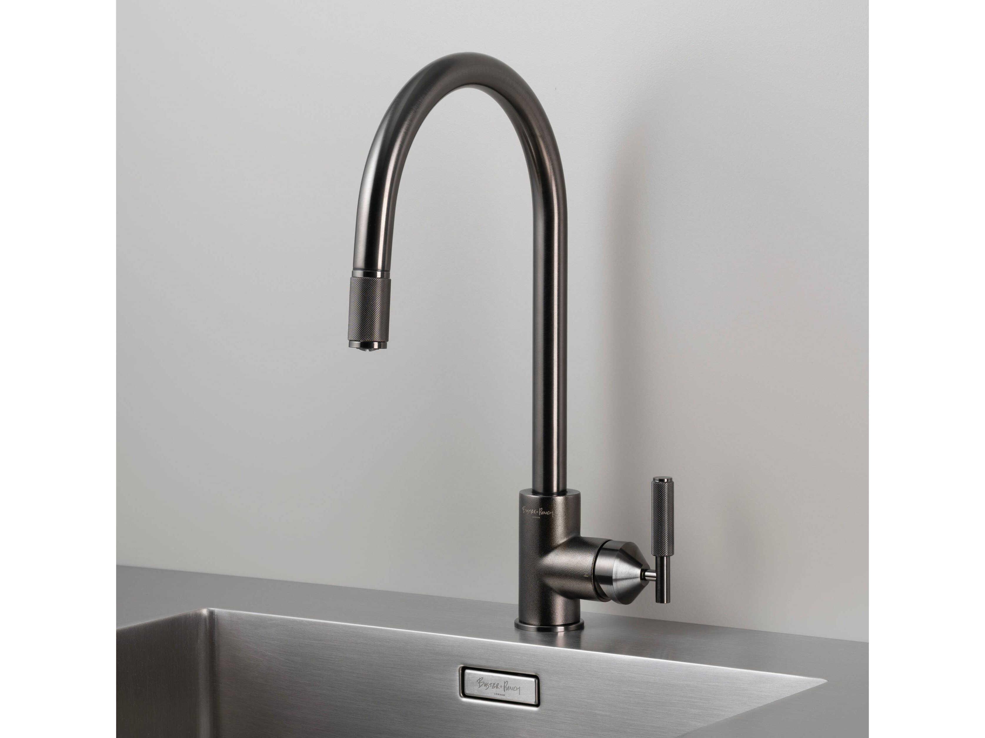 Buster + Punch Gun Metal Pull-Out Kitchen Faucet with Dual Spray