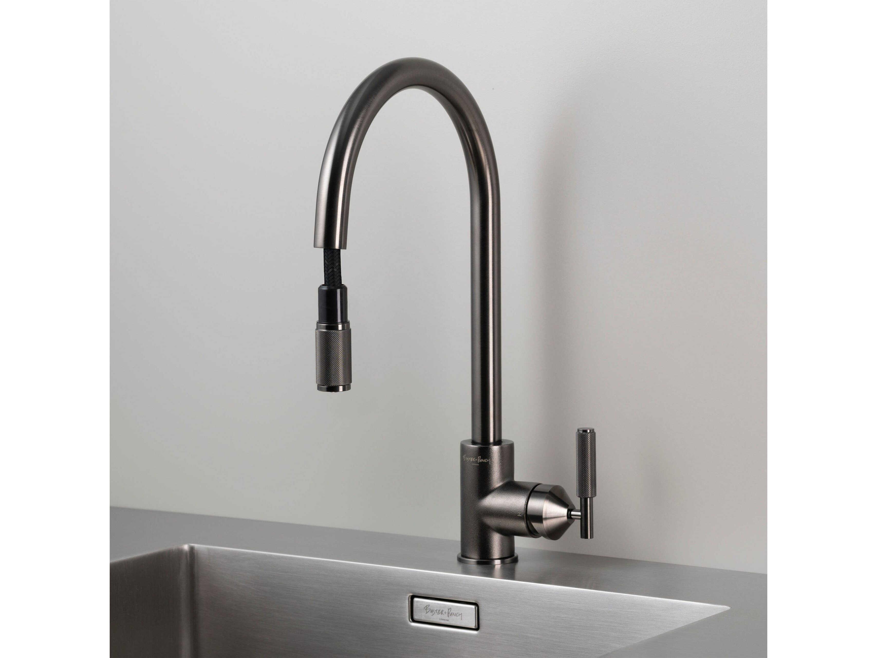 Buster + Punch Gun Metal Pull-Out Kitchen Faucet with Dual Spray
