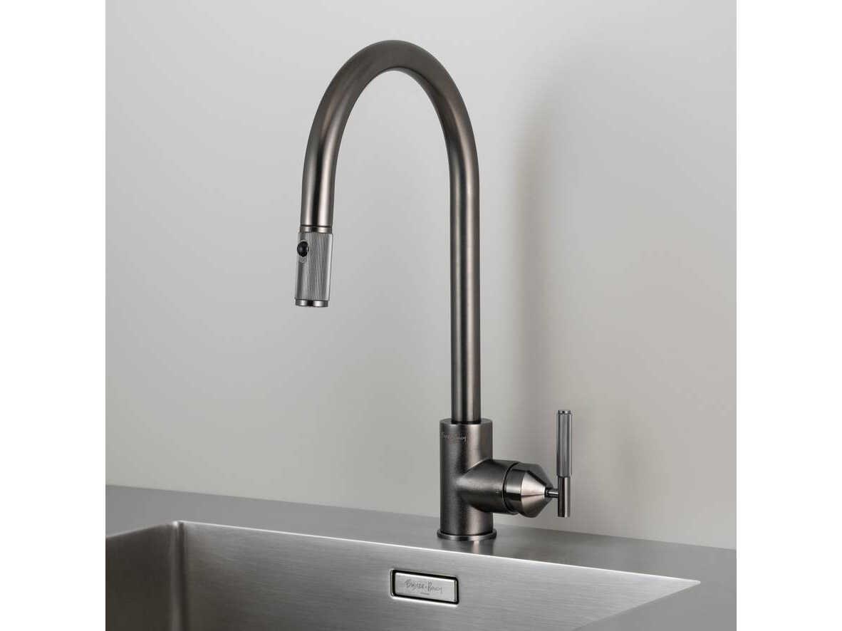 Buster + Punch Gun Metal Pull-Out Kitchen Faucet with Dual Spray