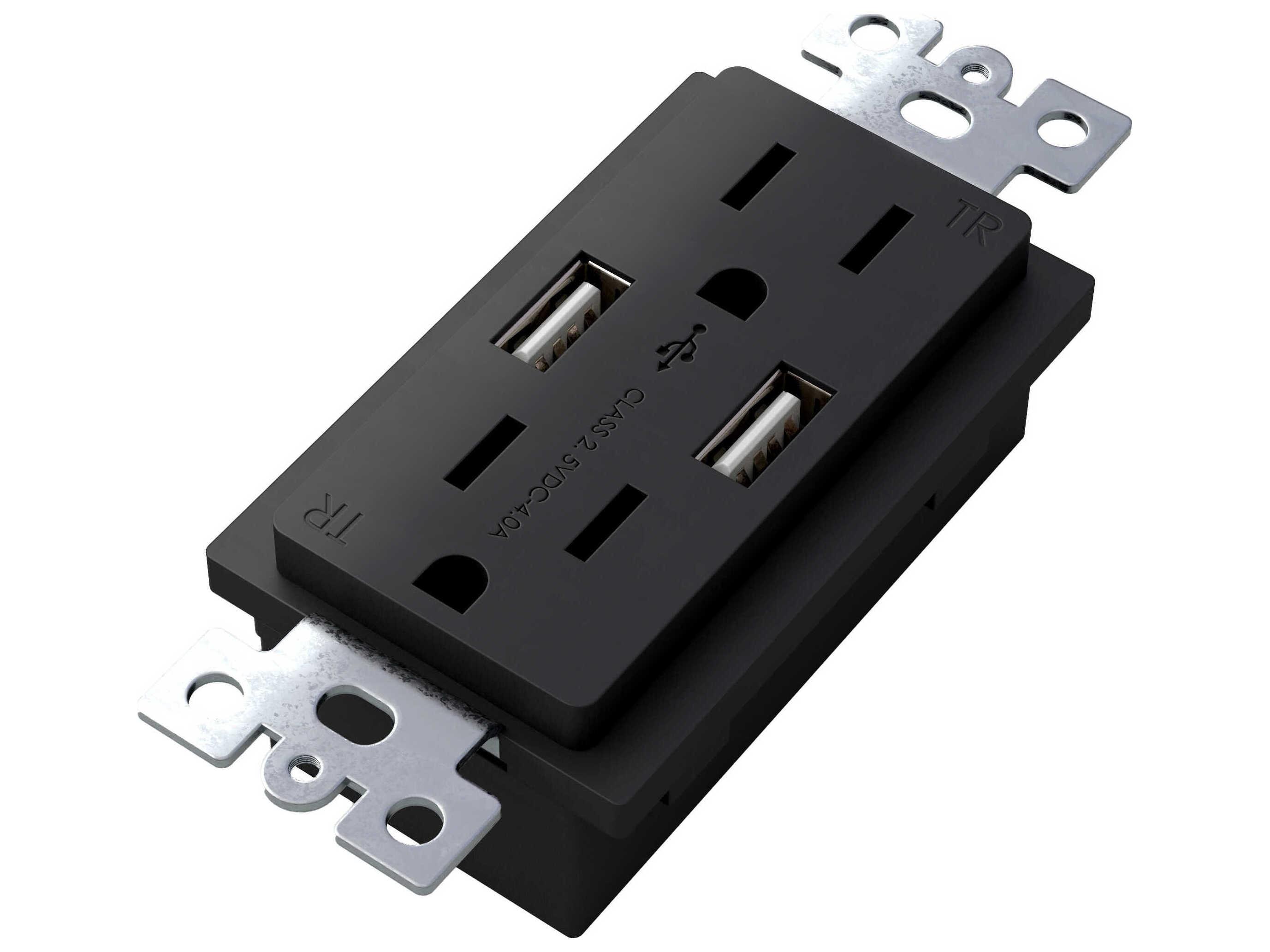 Buster + Punch Black Duplex and 2 USB-A Outlet Module