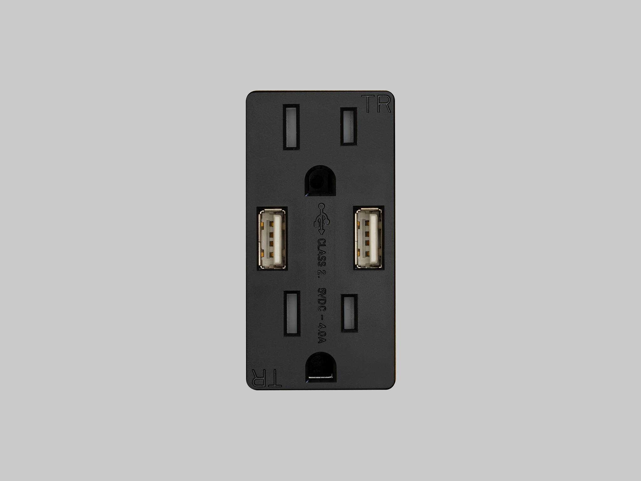 Buster + Punch Black Duplex and 2 USB-A Outlet Module
