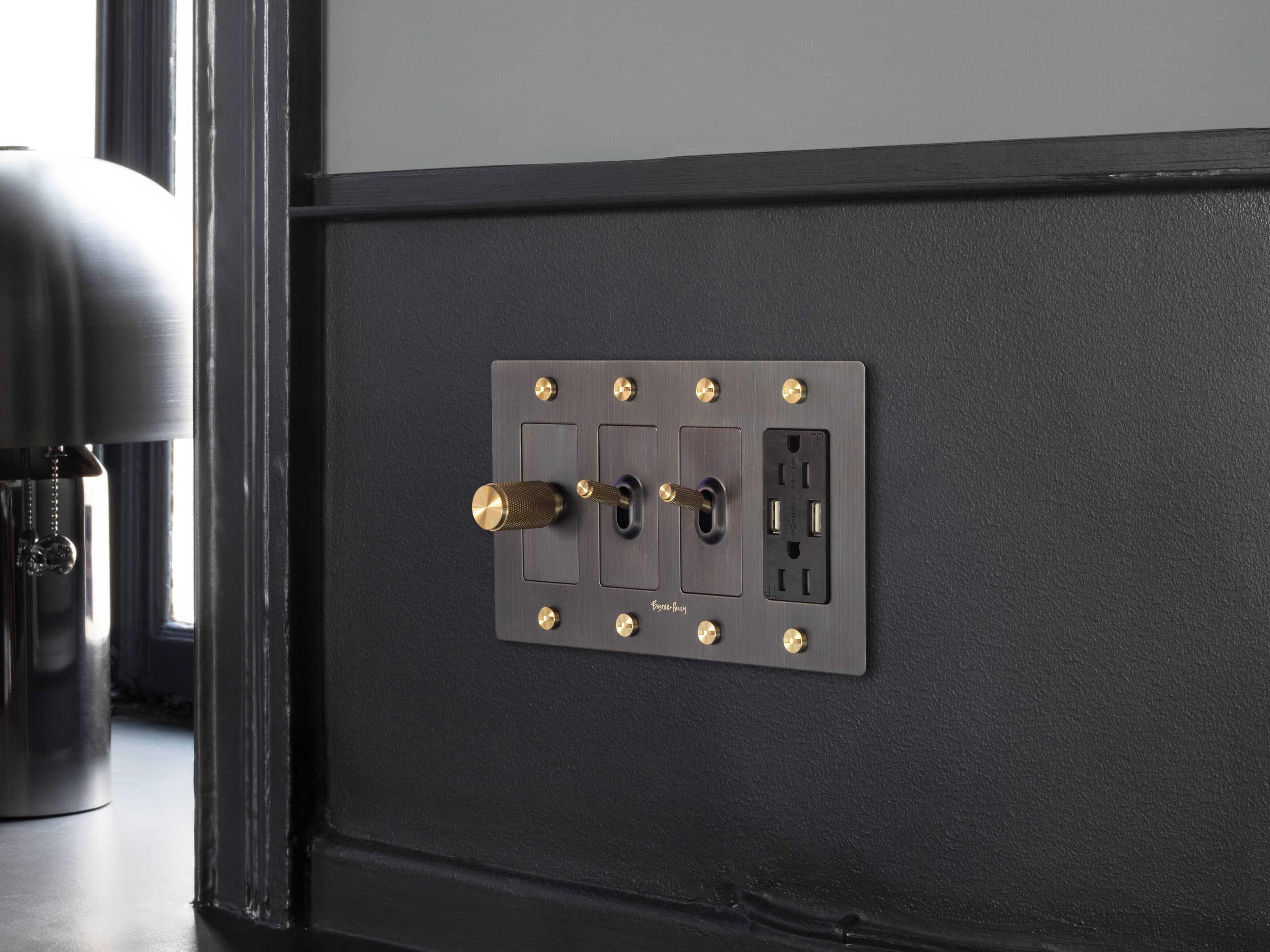 Buster + Punch Black Duplex and 2 USB-A Outlet Module