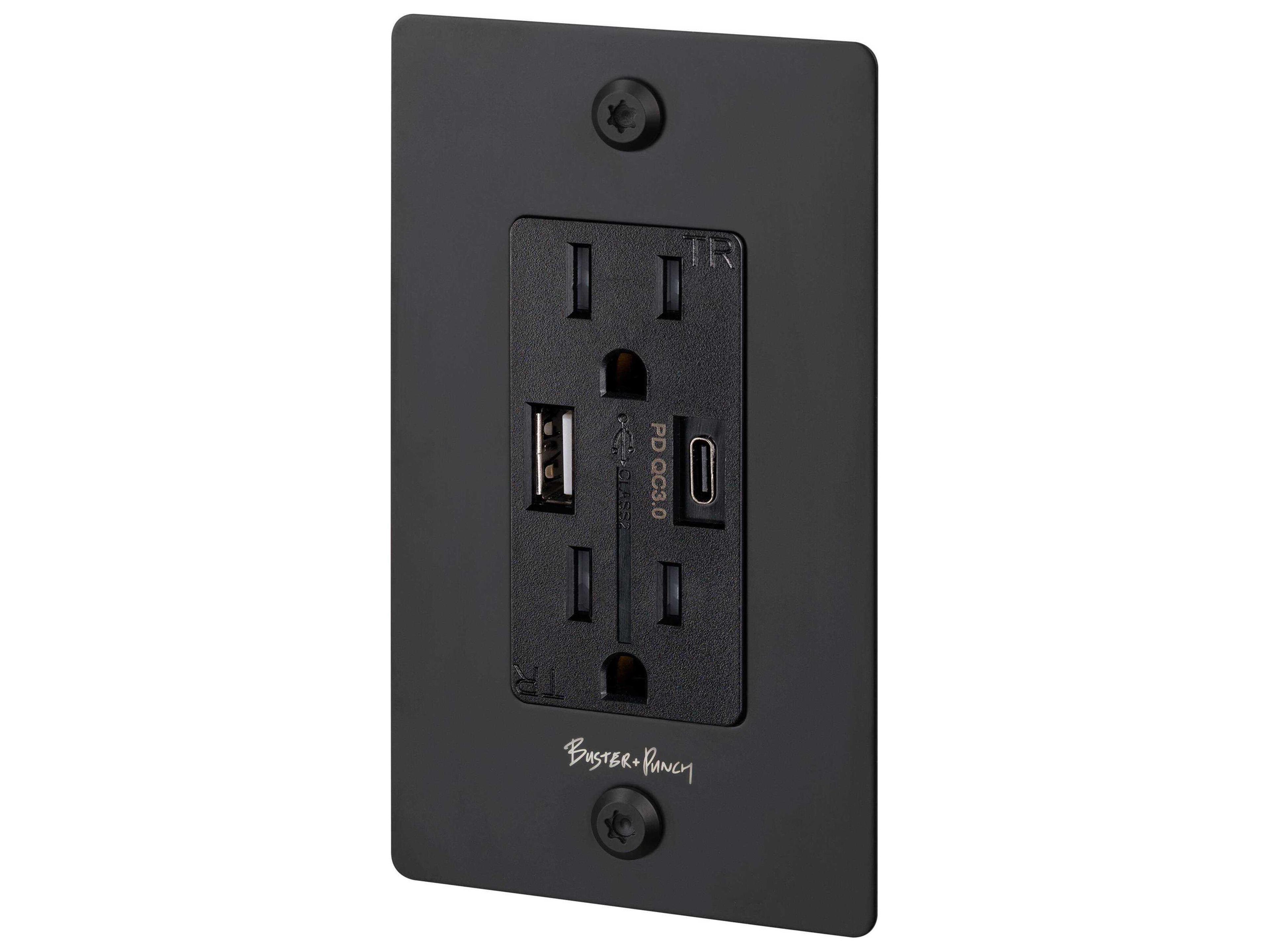 Buster + Punch 1G Black Linear Duplex Outlet