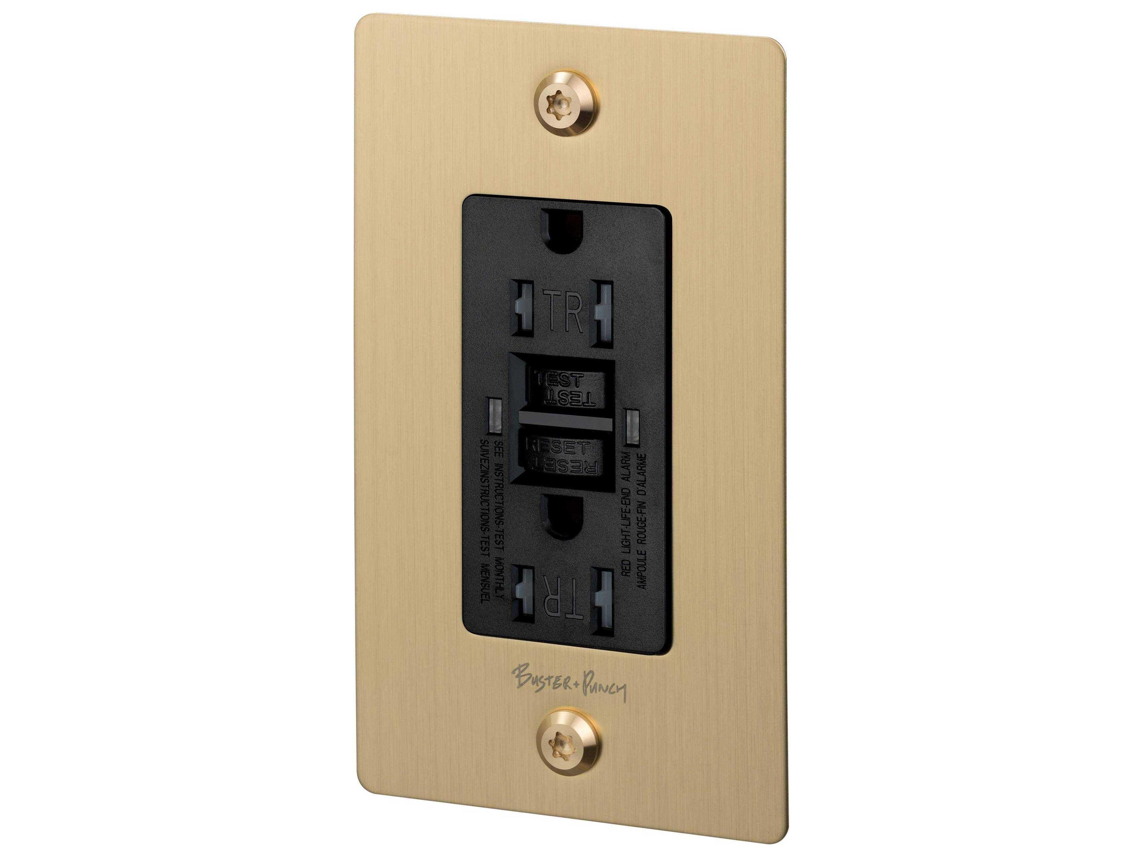 Buster + Punch 1G Brass Linear Duplex Outlet