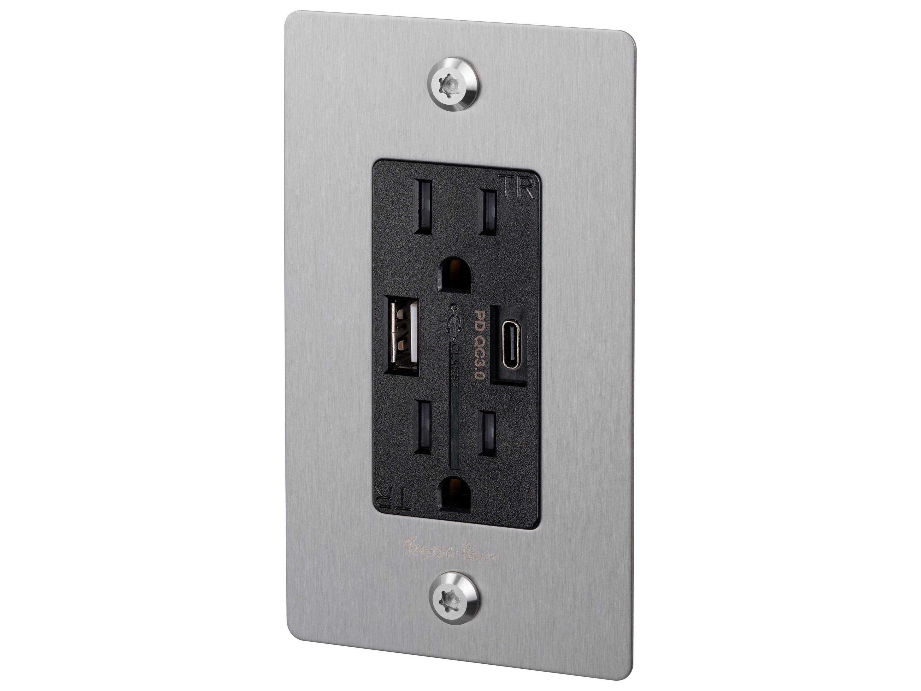 Buster + Punch 1G Steel Linear Duplex Outlet