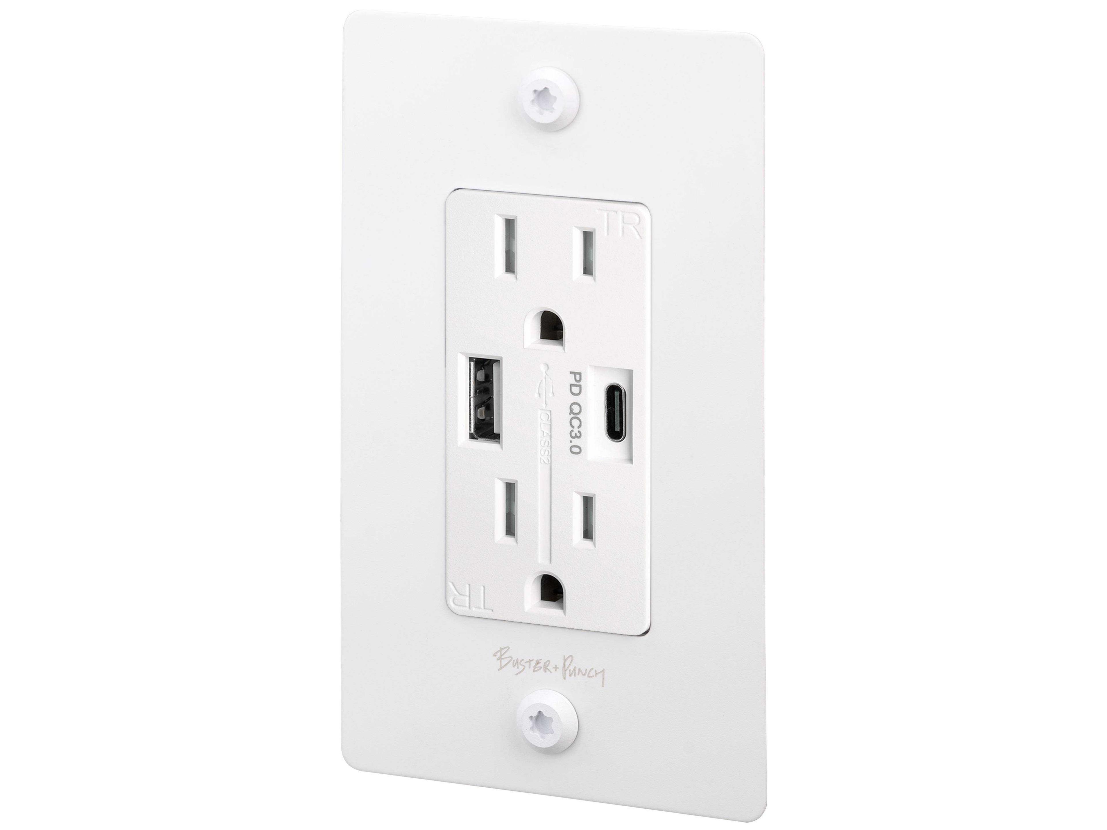 Buster + Punch 1G White Linear Duplex Outlet