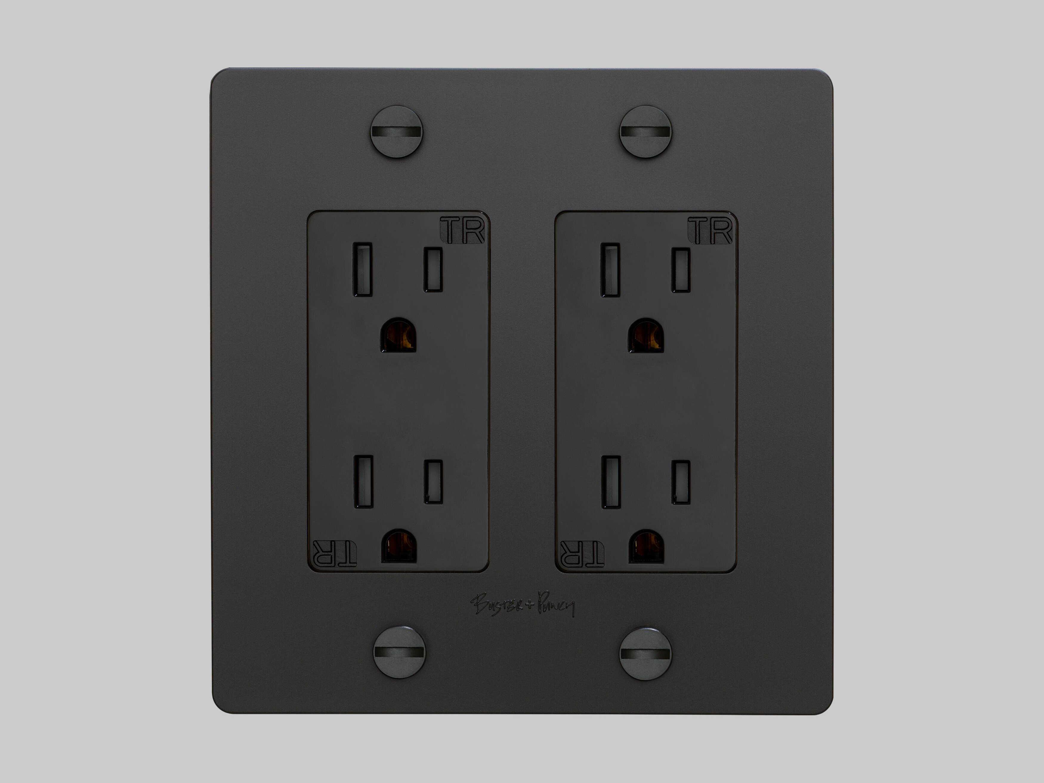 Buster + Punch 2G Black Cross Duplex Outlet