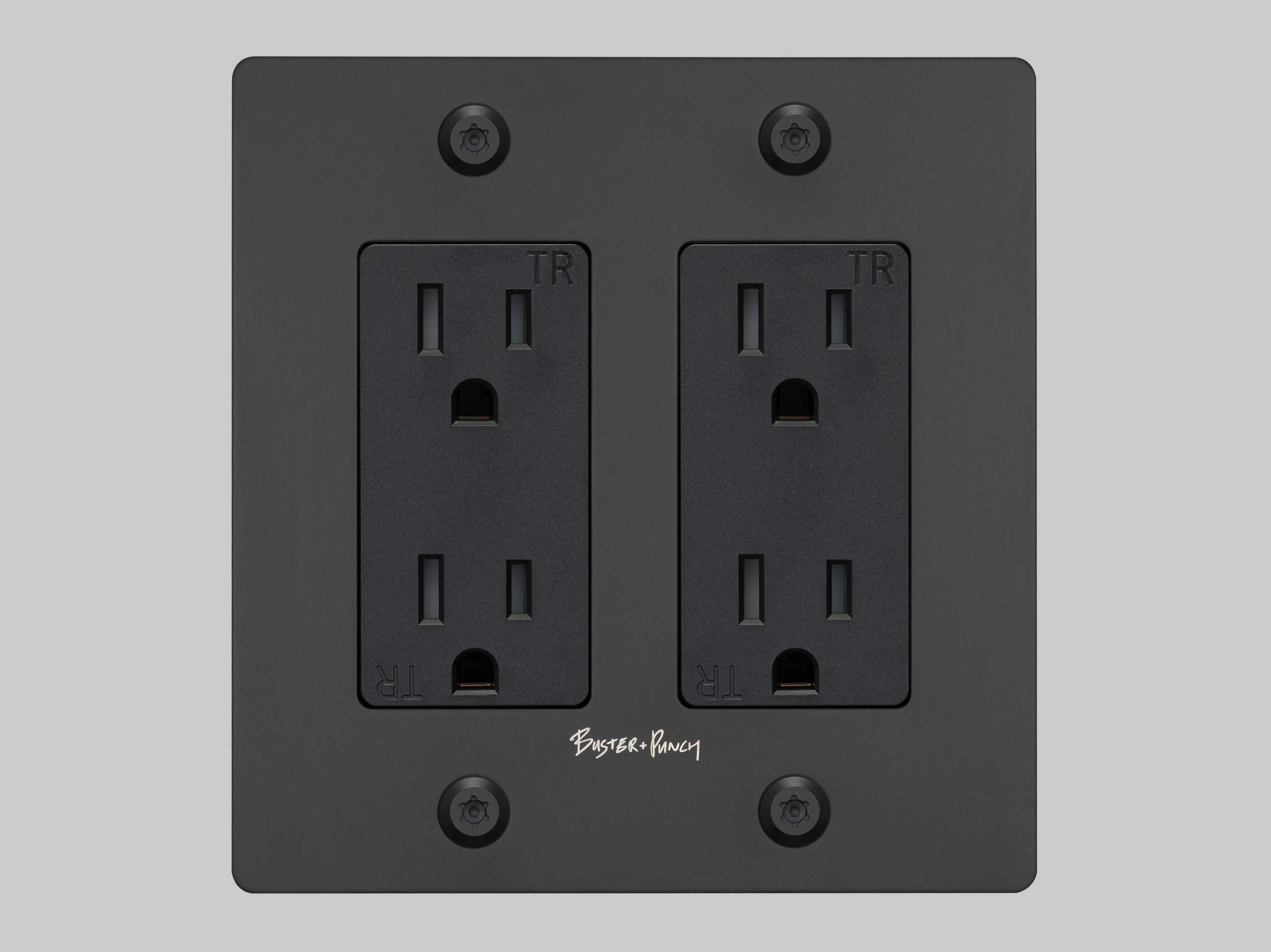 Buster + Punch 2G Black Linear Duplex Outlet
