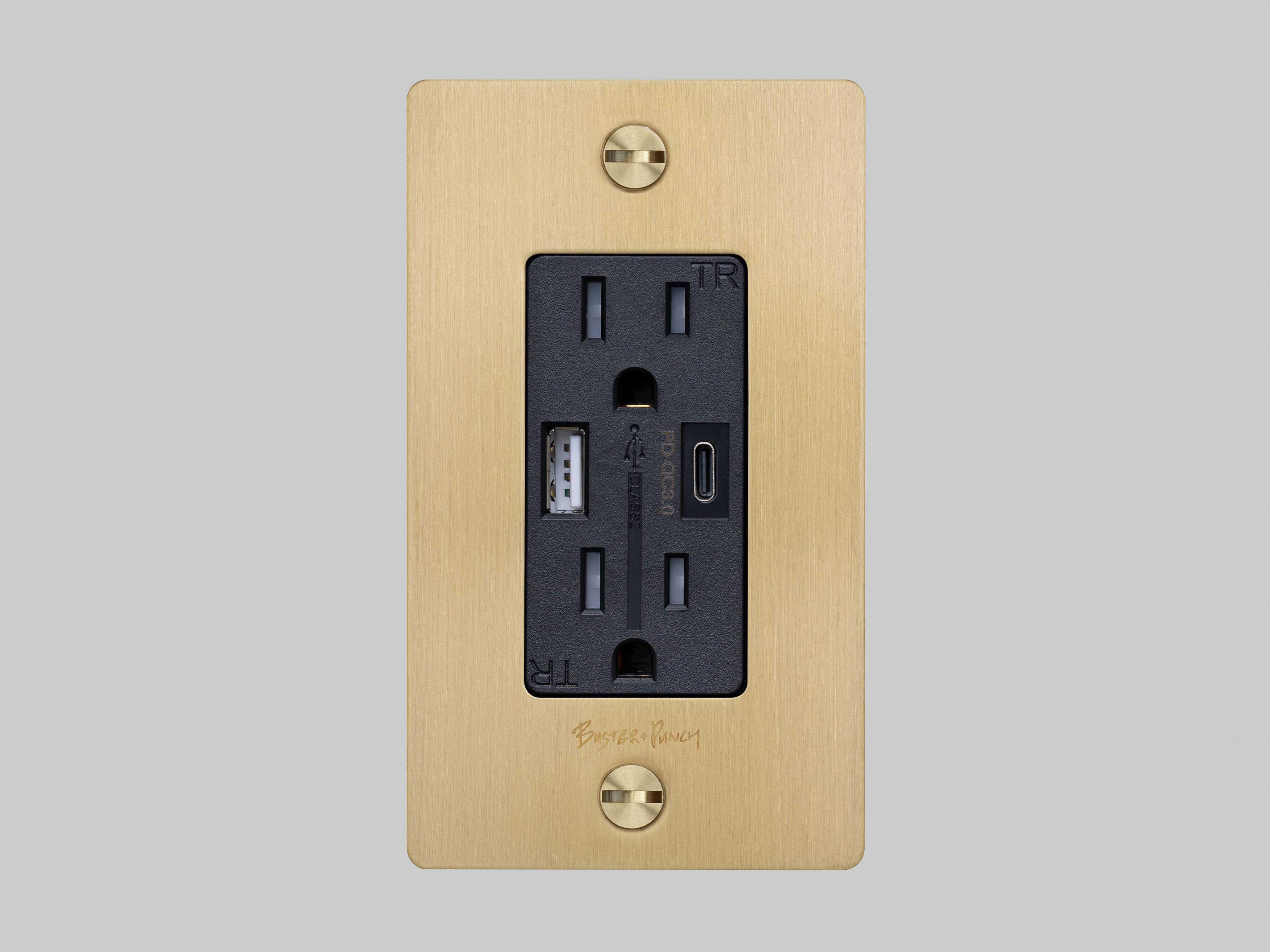 Buster + Punch 1G Brass Outlet with B+P Logo