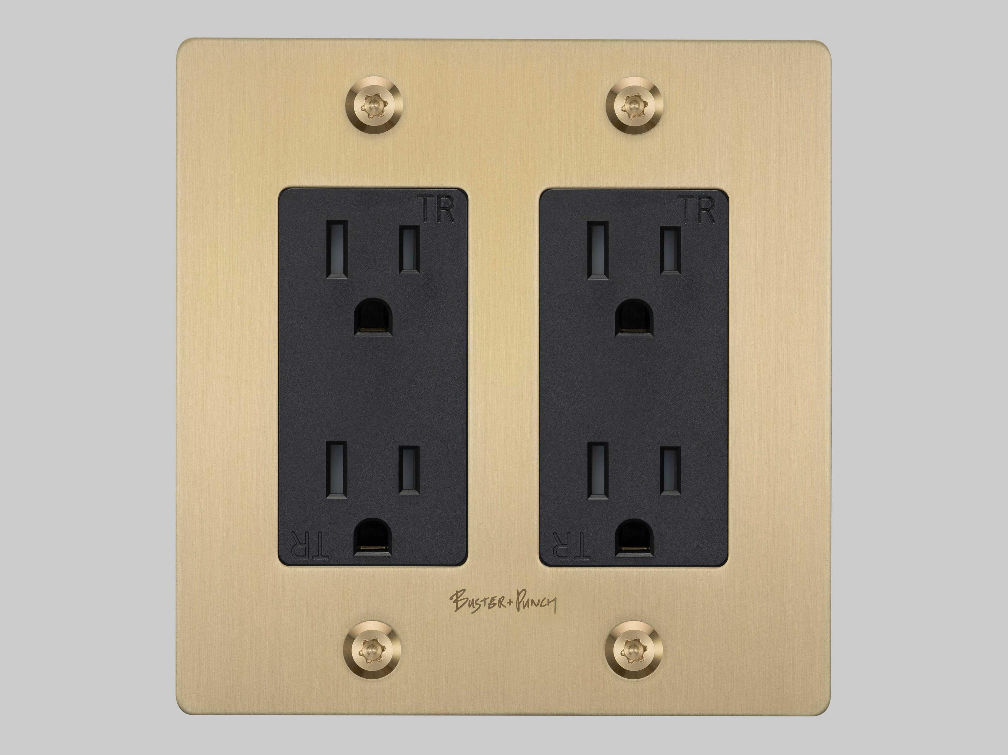 Buster + Punch 2G Brass Linear Duplex Outlet